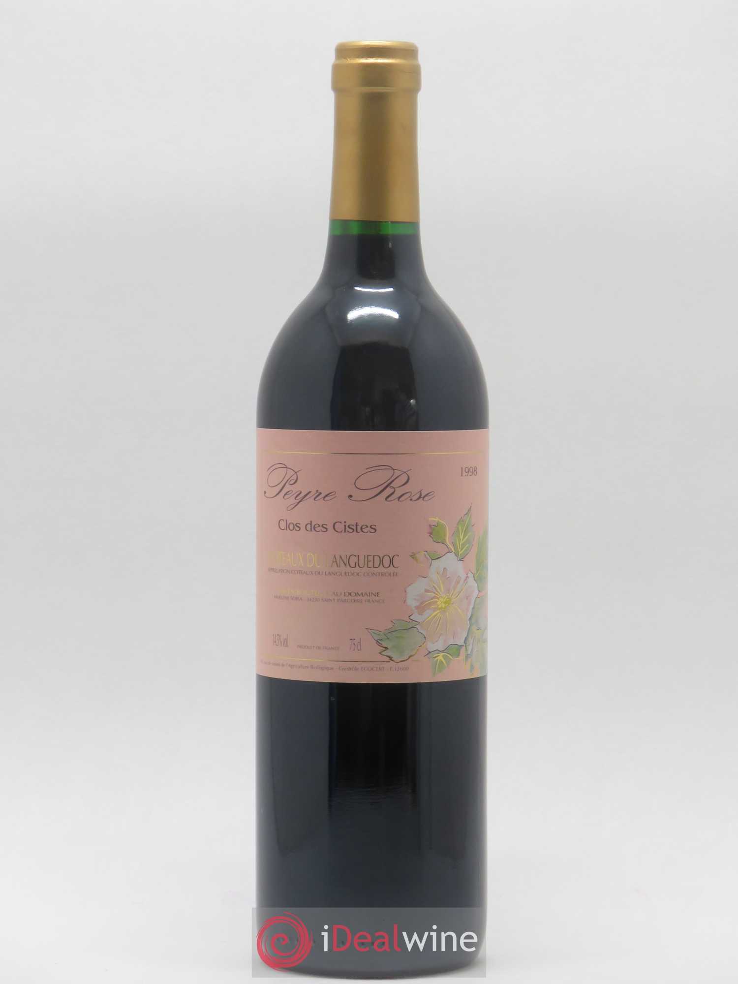Vin de France (anciennement Coteaux du Languedoc) Domaine Peyre Rose Les Cistes Marlène Soria 1998 - Lot de 1 bouteille - 0