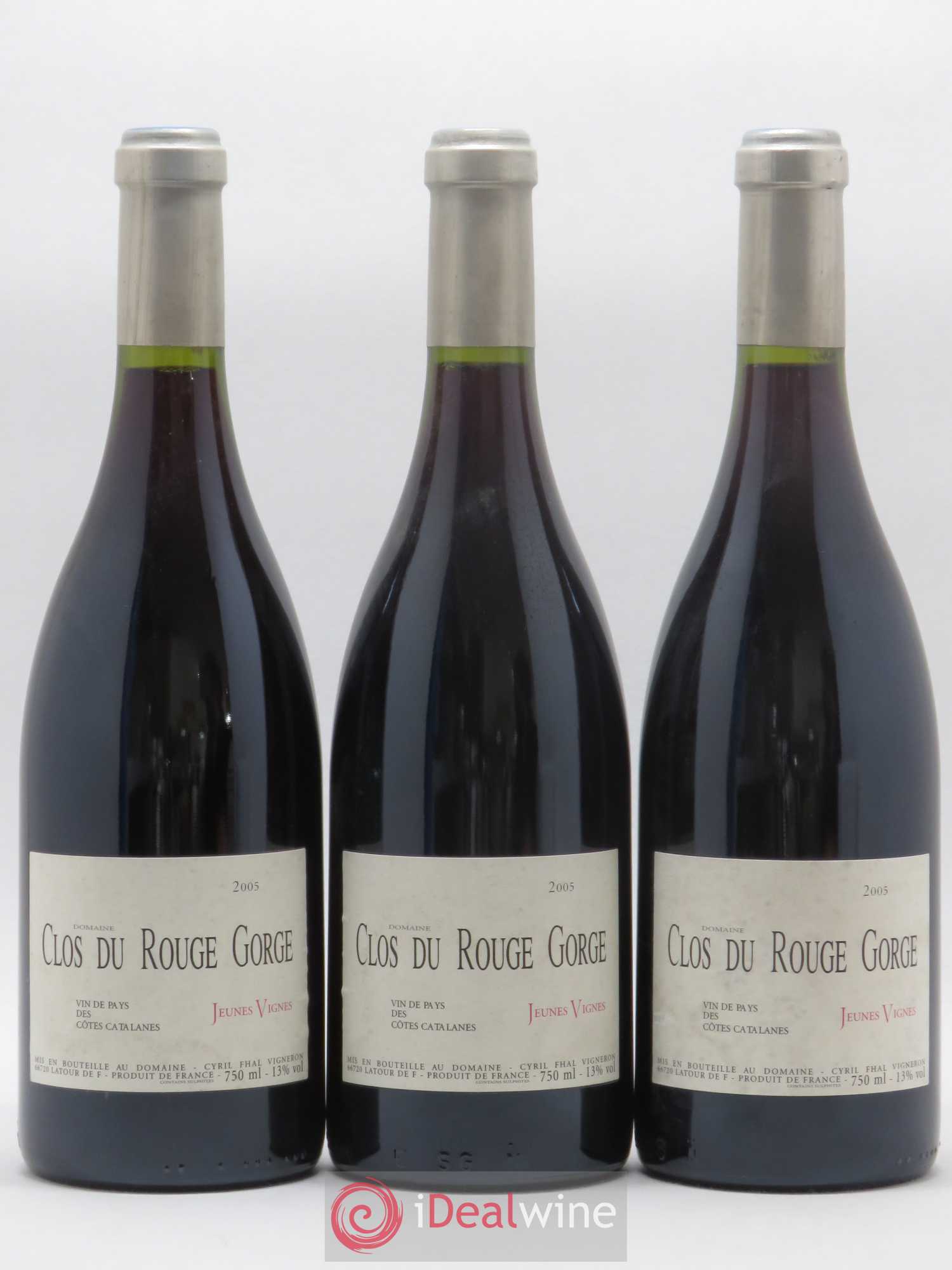 Côtes Catalanes (VDP des Côtes Catalanes) Clos du Rouge Gorge Jeunes Vignes Cyril Fhal 2005 - Lot de 3 bouteilles - 0
