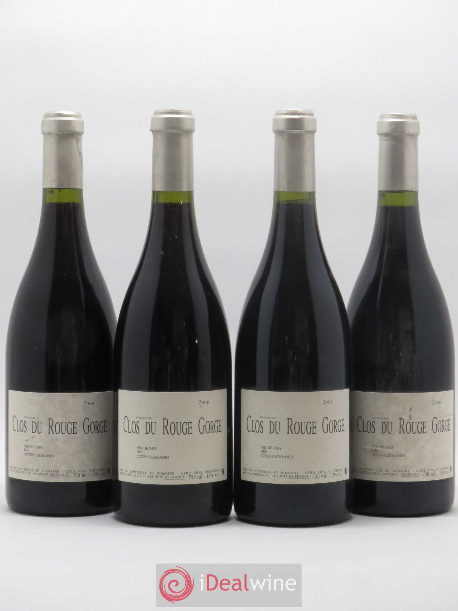 Côtes Catalanes Clos du Rouge Gorge Cyril Fhal 2008 - Lot de 4 bouteilles - 0