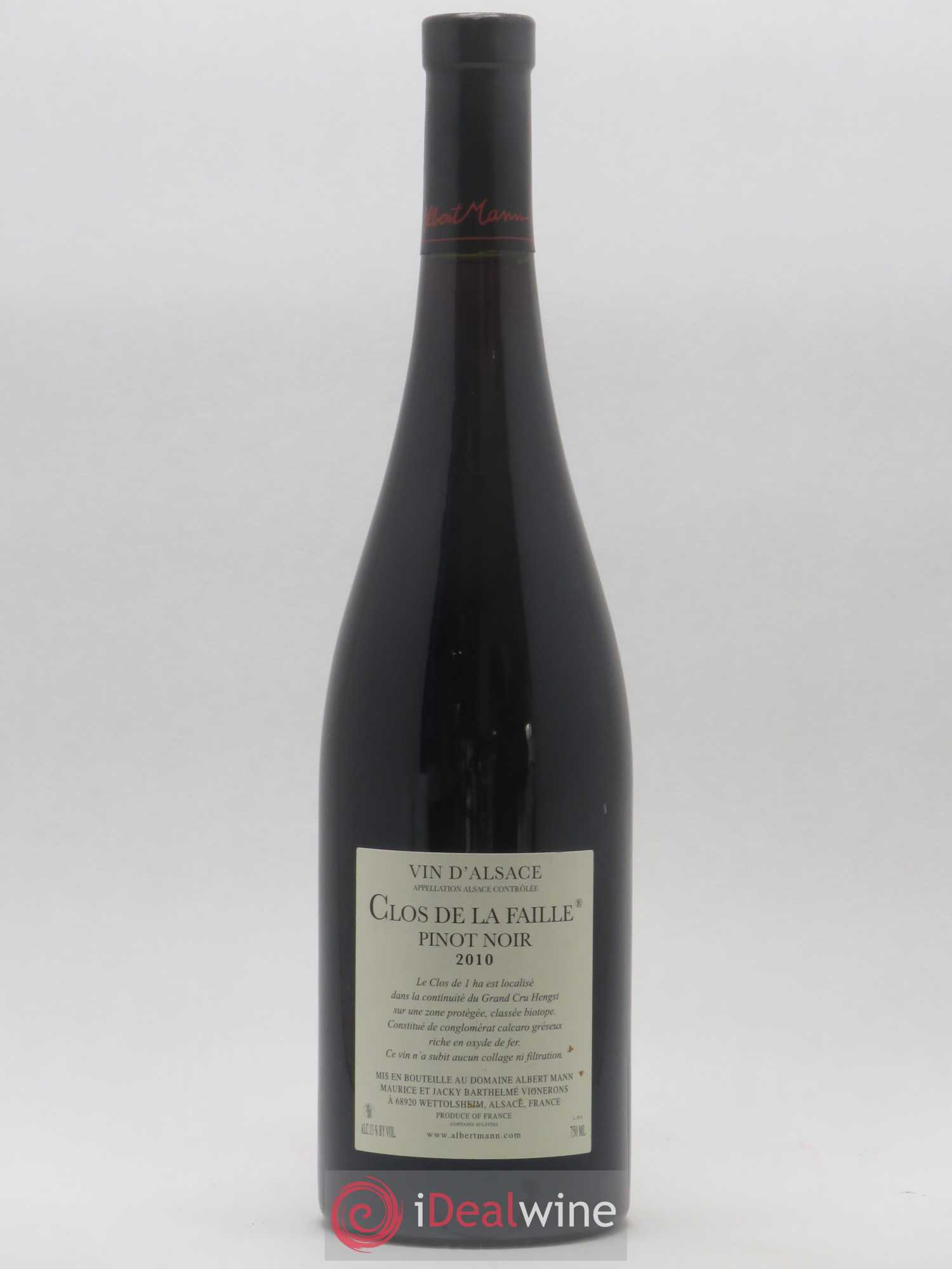 Alsace Pinot Noir Clos de la Faille Albert Mann 2010 - Lot de 1 bouteille - 1