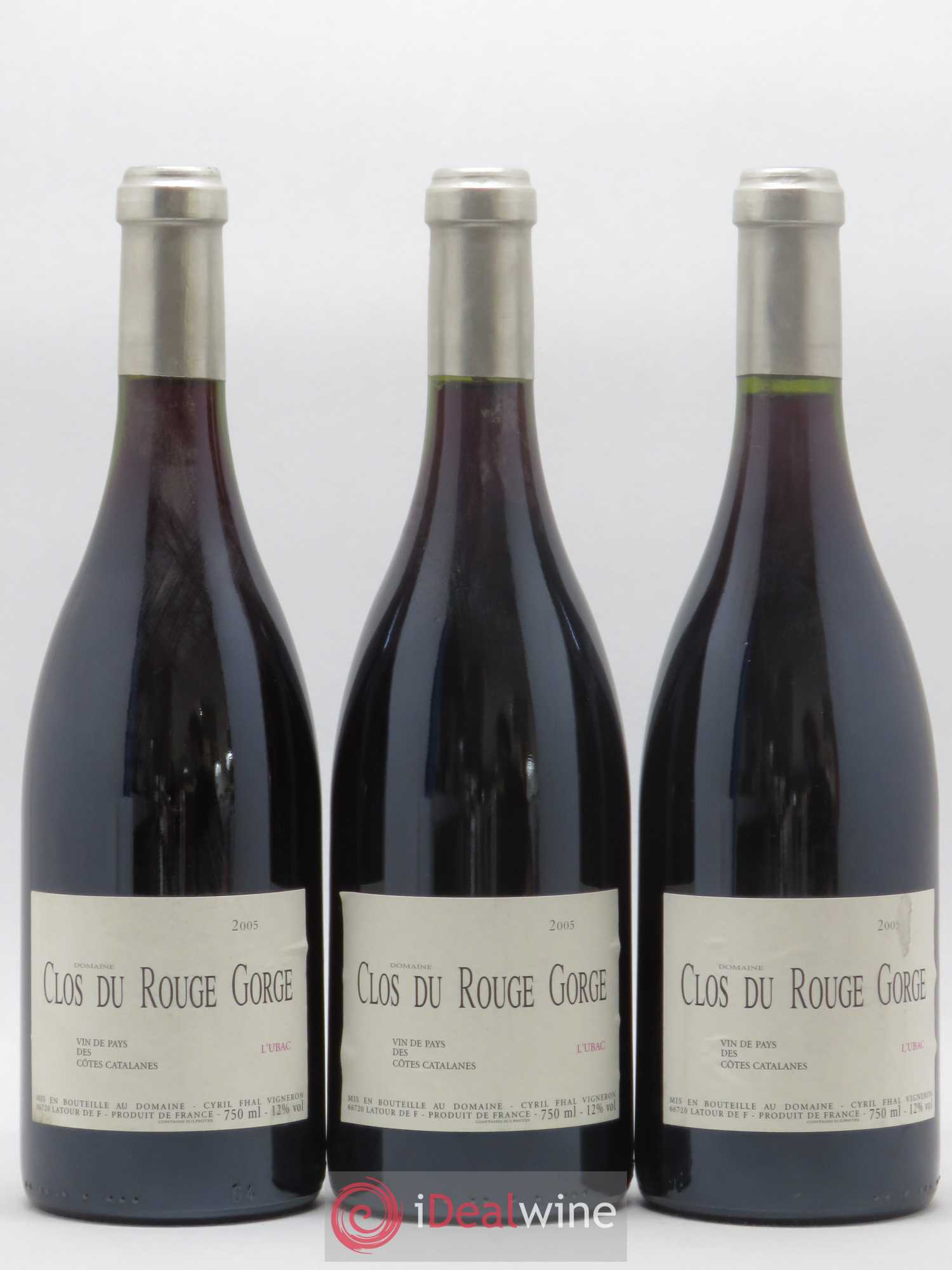 Côtes Catalanes Clos du Rouge Gorge L'Ubac Cyril Fhal 2005 - Lot de 3 bouteilles - 0