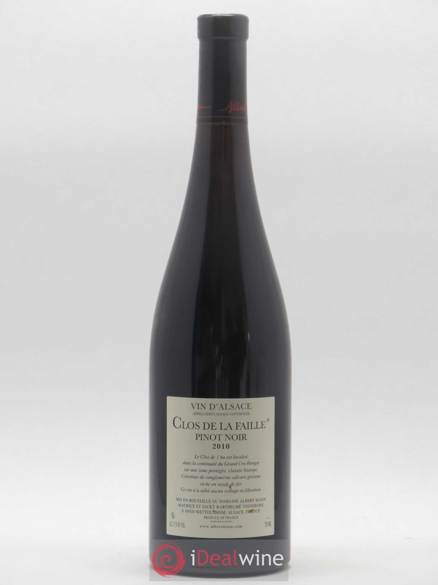 Alsace Pinot Noir Clos de la Faille Albert Mann 2010 - Lot de 1 bouteille - 1