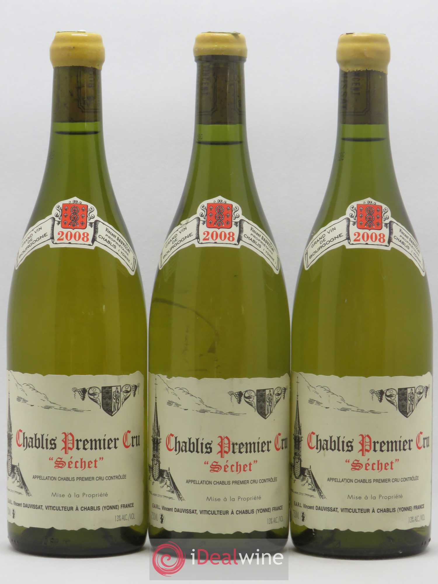 Chablis 1er Cru Séchet Vincent Dauvissat (Domaine) 2008 - Lot de 3 bouteilles - 0