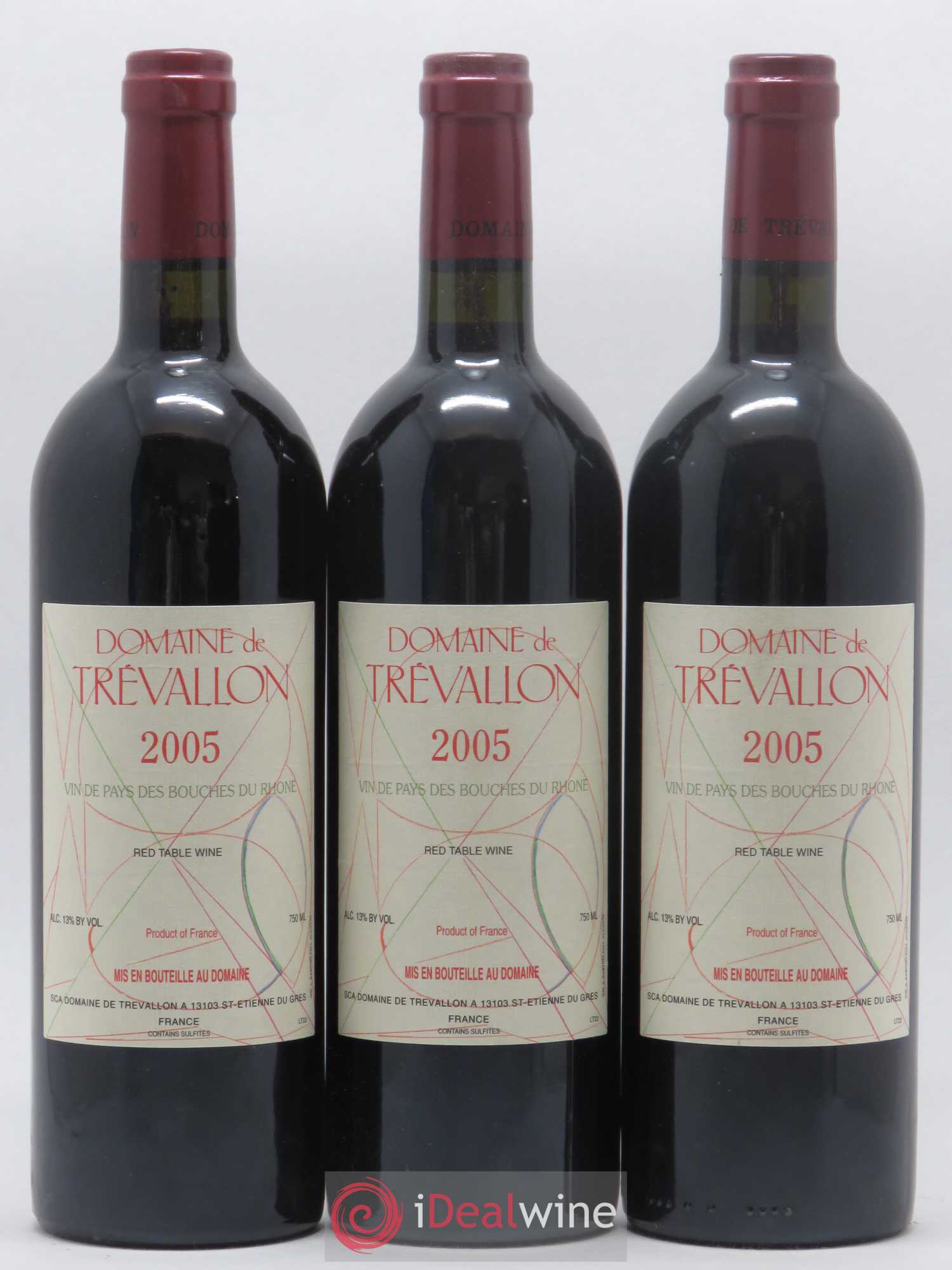 VDP Bouches du Rhône Trévallon (Domaine de) Eloi Dürrbach 2005 - Lot de 3 bouteilles - 0