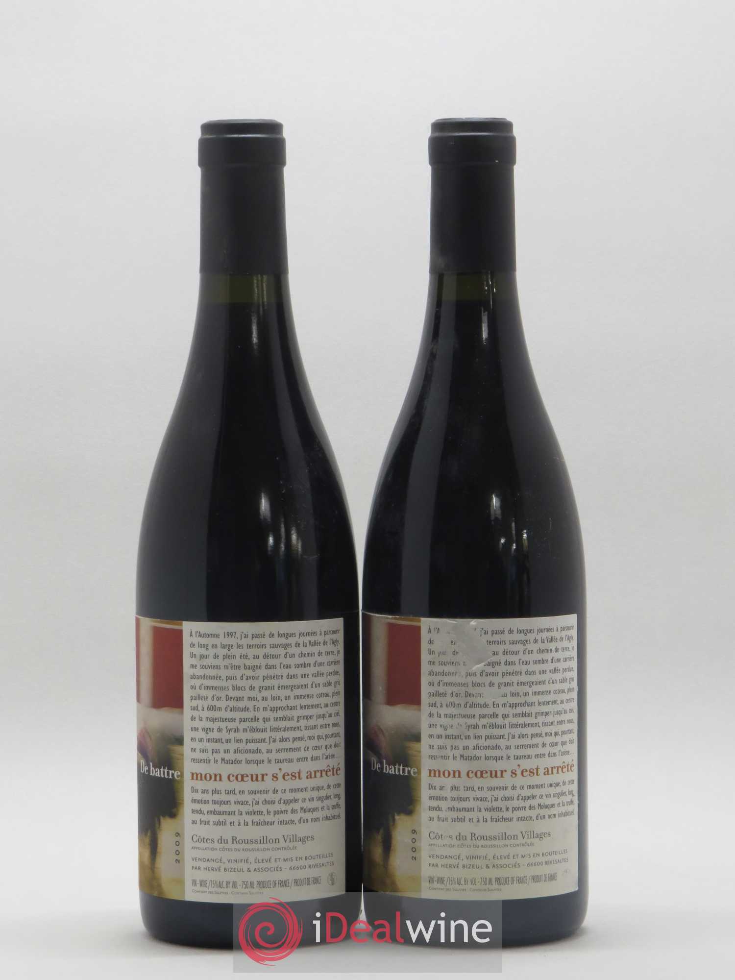 Côtes Catalanes (Anciennement Côtes du Roussillon) Clos des Fées De battre mon coeur s'est arrêté Hervé Bizeul 2009 - Lot de 2 bouteilles - 1