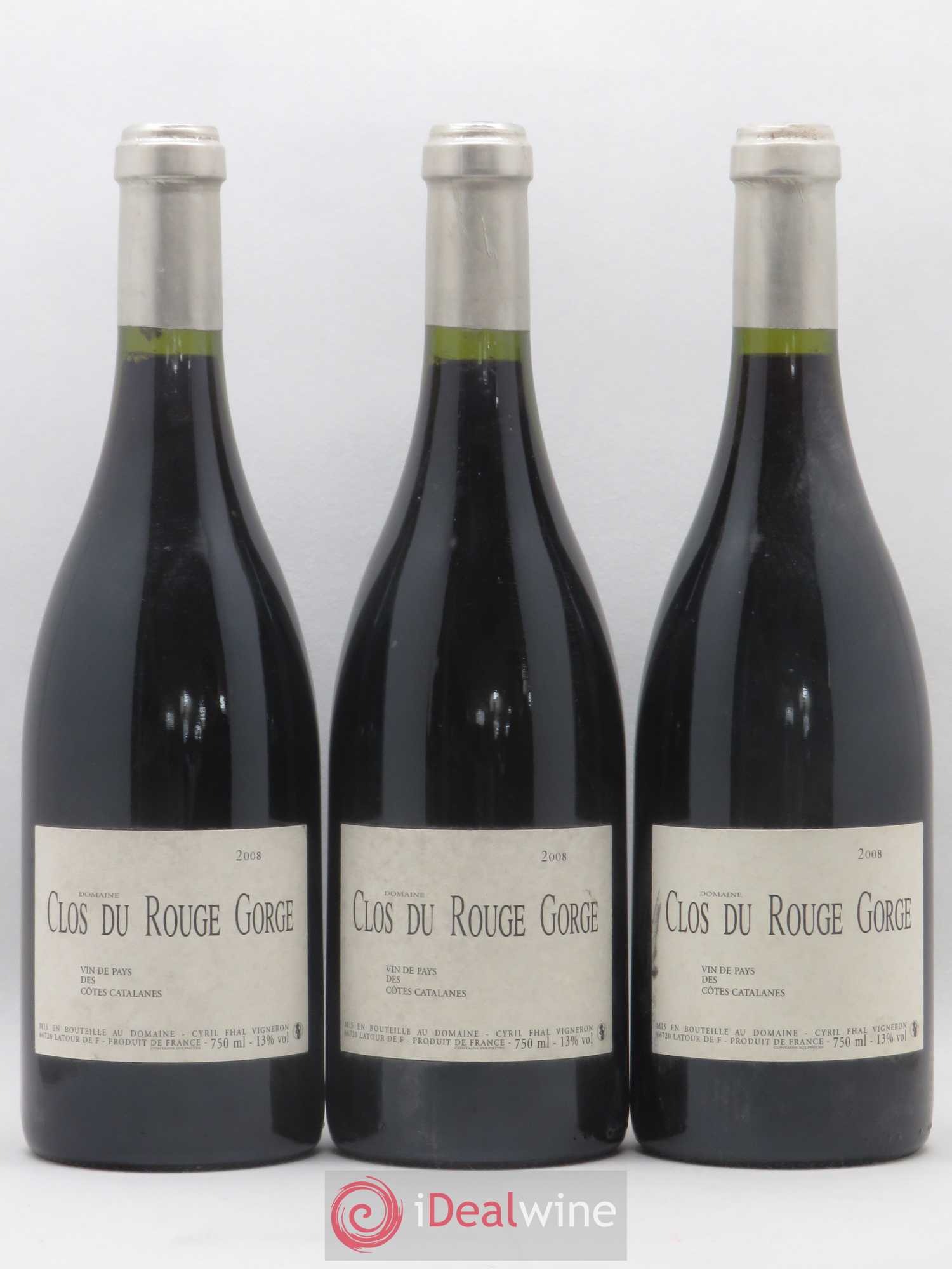 Côtes Catalanes Clos du Rouge Gorge Cyril Fhal 2008 - Lot de 3 bouteilles - 0