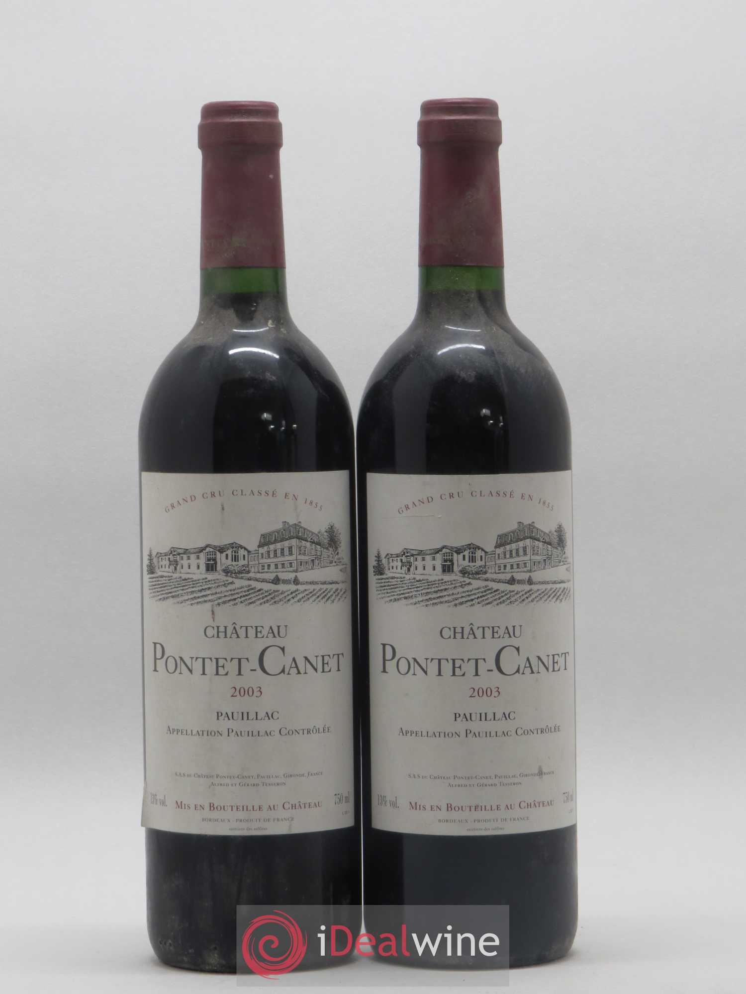 Château Pontet Canet 5ème Grand Cru Classé 2003 - Lot de 2 bouteilles - 0
