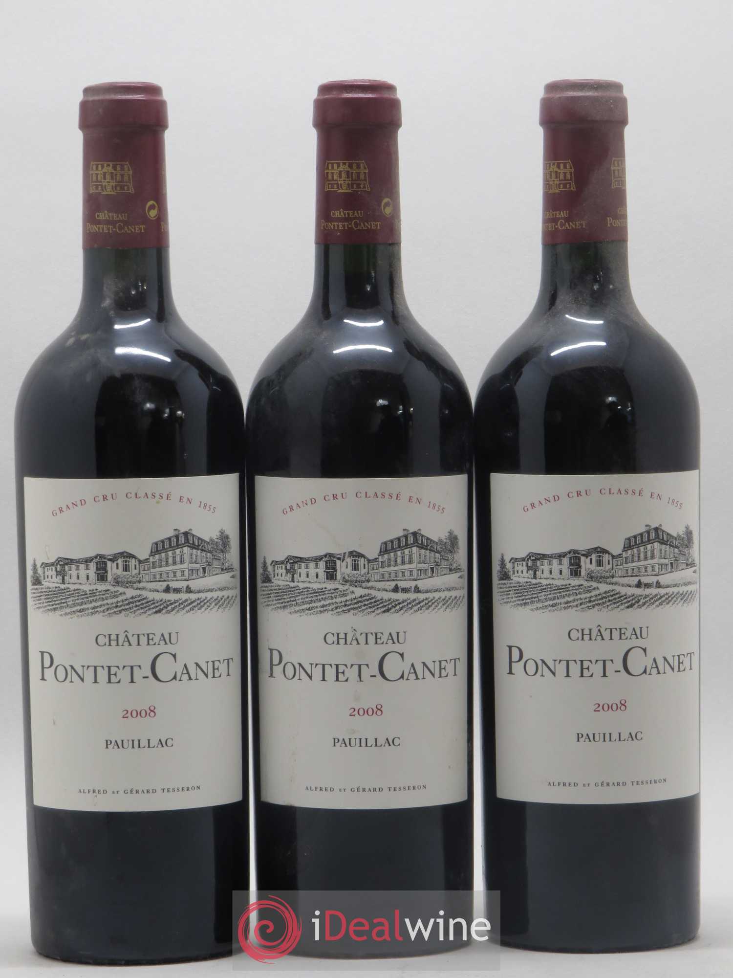 Château Pontet Canet 5ème Grand Cru Classé 2008 - Lot de 3 bouteilles - 0