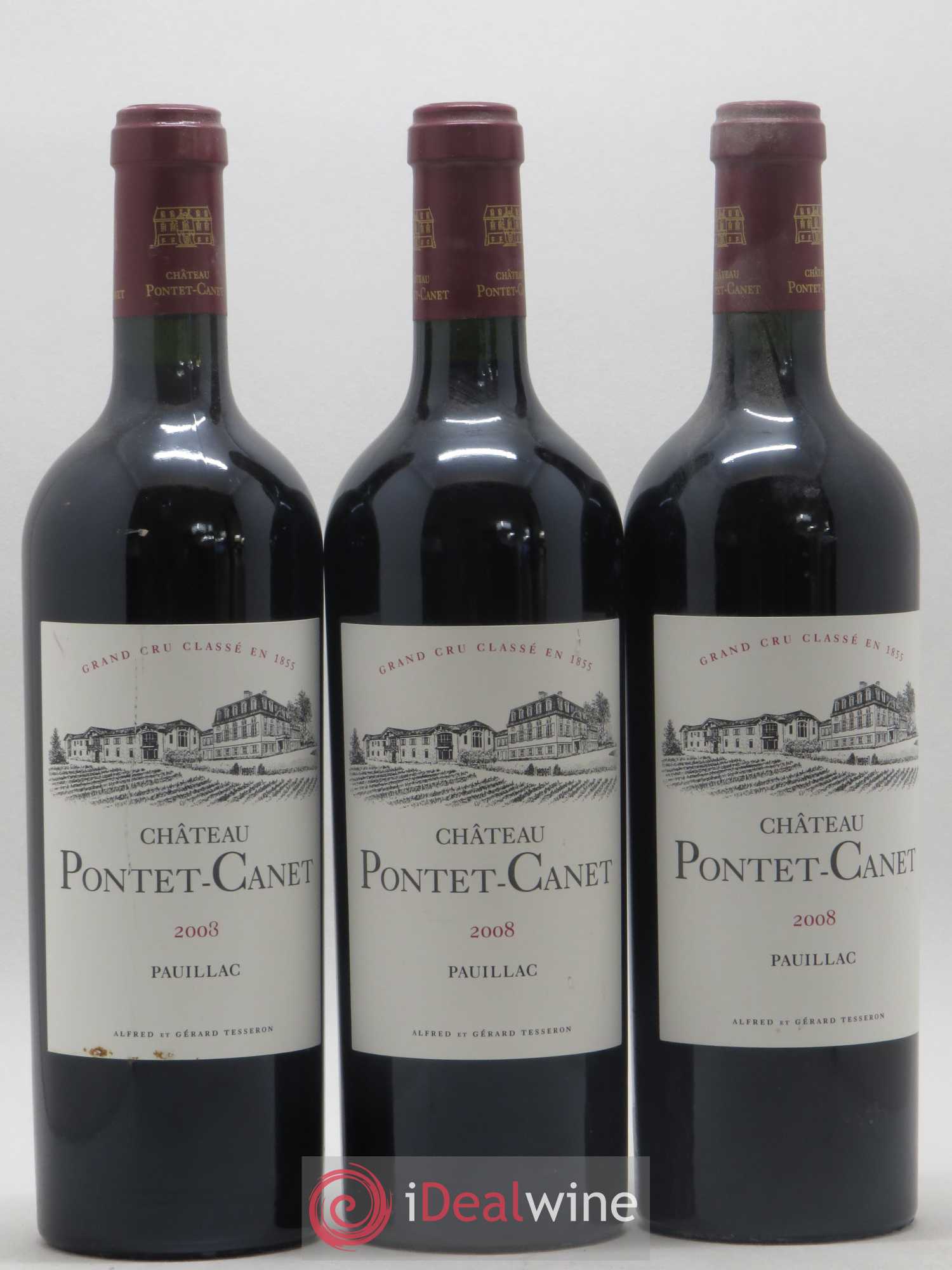 Château Pontet Canet 5ème Grand Cru Classé 2008 - Lot de 3 bouteilles - 0