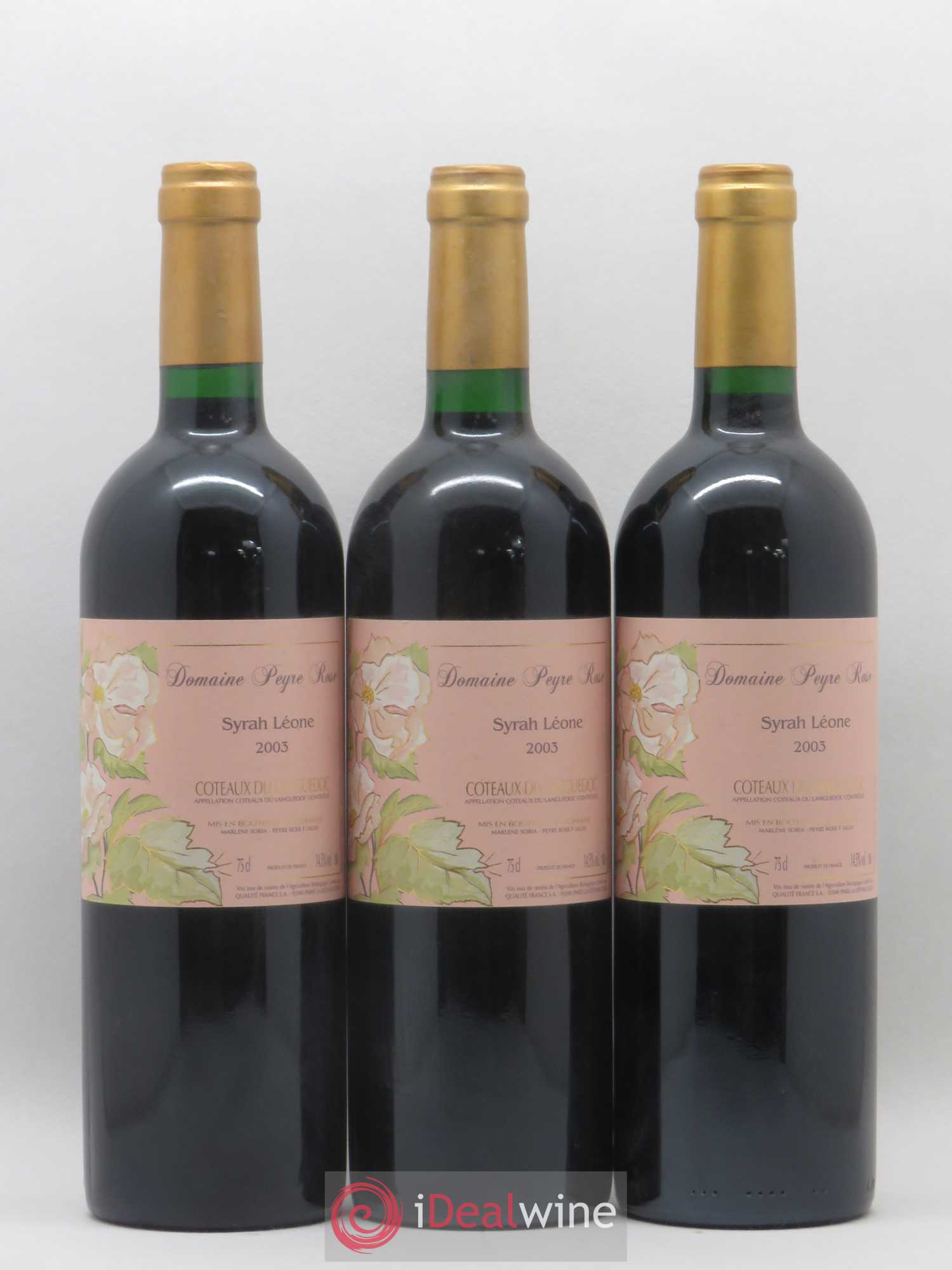 Coteaux du Languedoc Domaine Peyre Rose Belle Léone (anciennement Syrah Léone) Marlène Soria 2003 - Lot de 3 bouteilles - 0