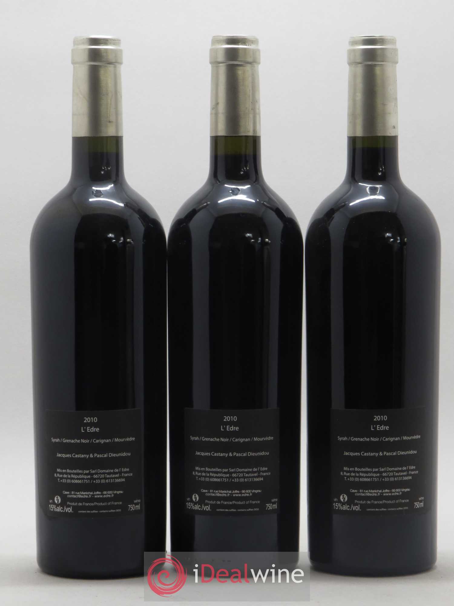 Côtes du Roussillon Villages L'Edre Domaine De L'Edre 2010 - Lotto di 3 bottiglie - 1