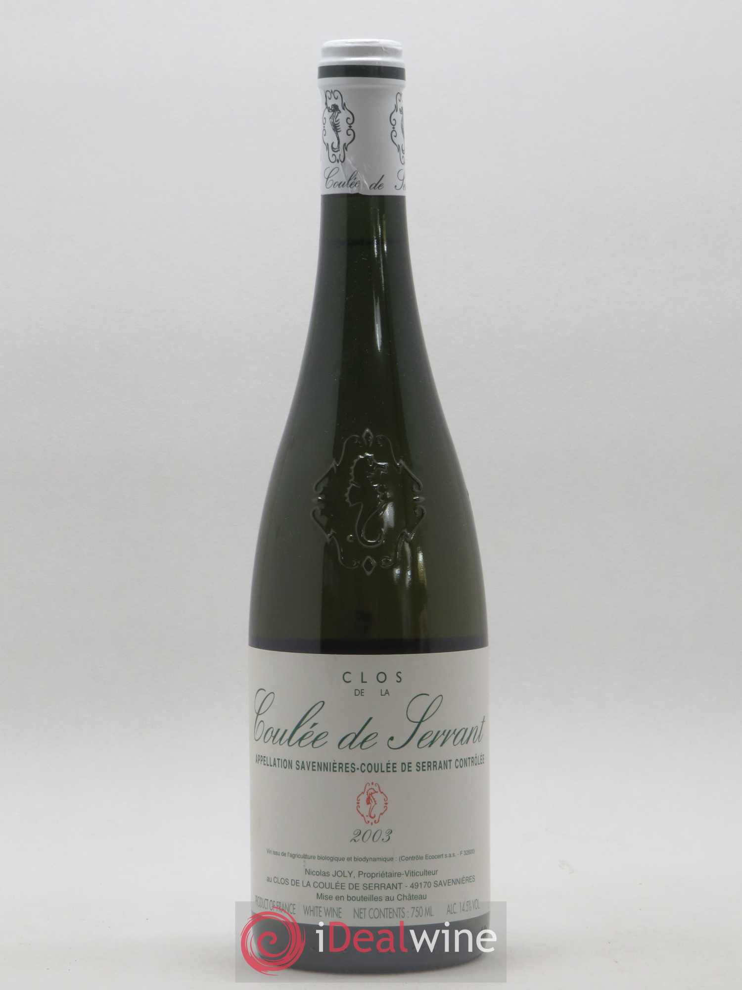 Savennières Clos de la Coulée de Serrant Vignobles de la Coulée de Serrant - Nicolas Joly 2003 - Lot de 1 bouteille - 0