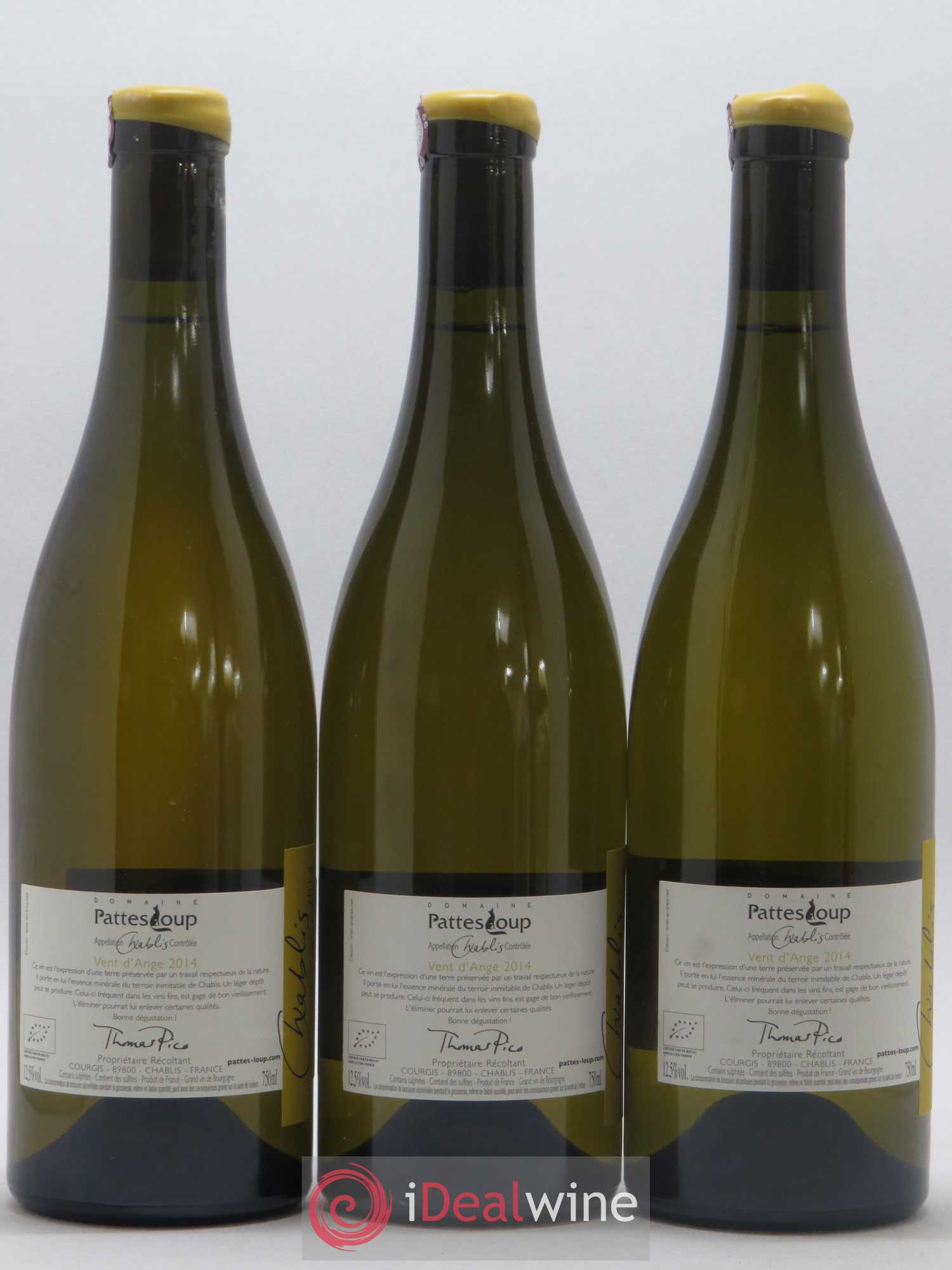 Chablis Vent d'Ange Pattes Loup (Domaine) 2014 - Lot de 3 bouteilles - 1