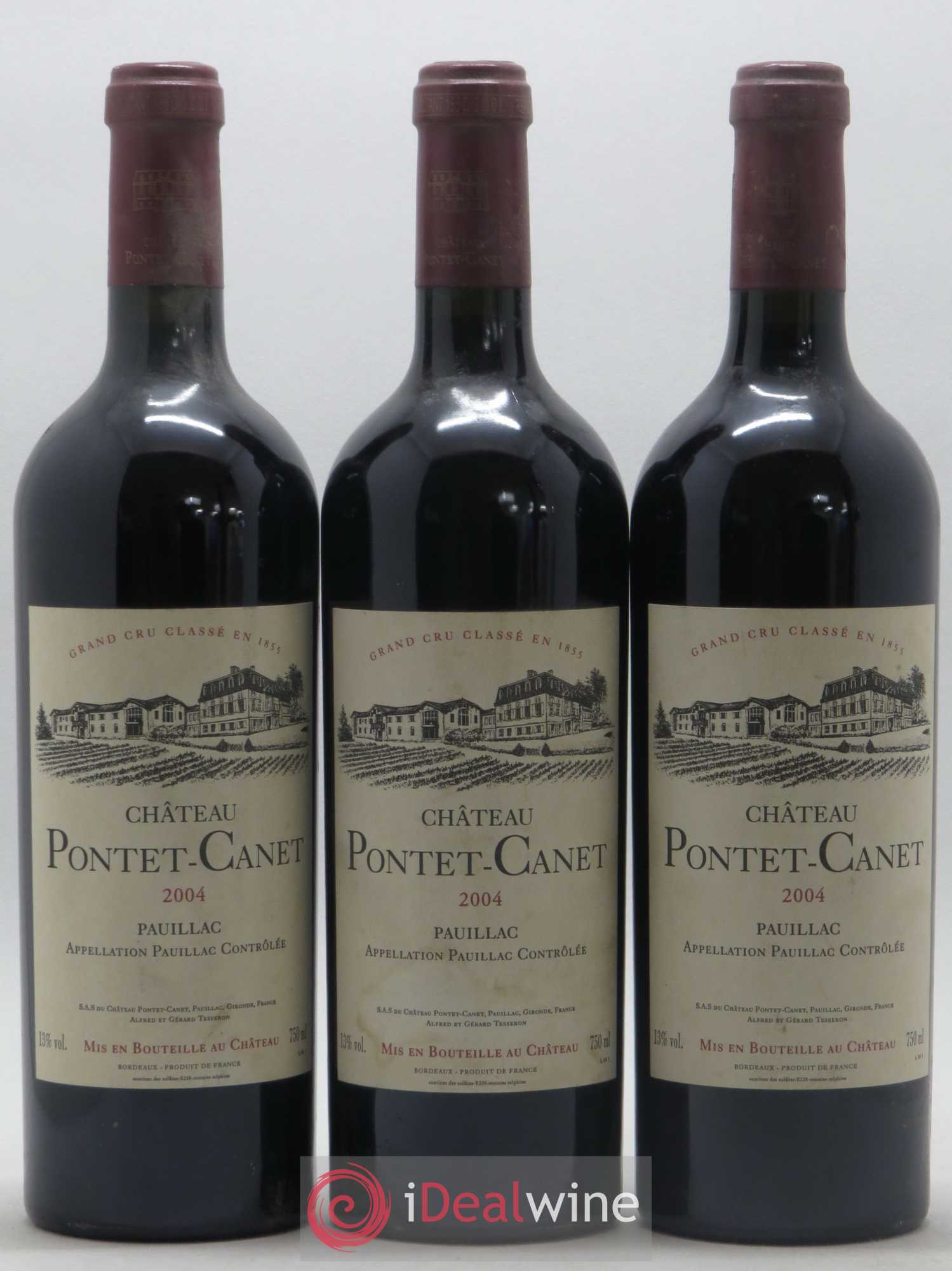 Château Pontet Canet 5ème Grand Cru Classé 2004 - Lot de 3 bouteilles - 0