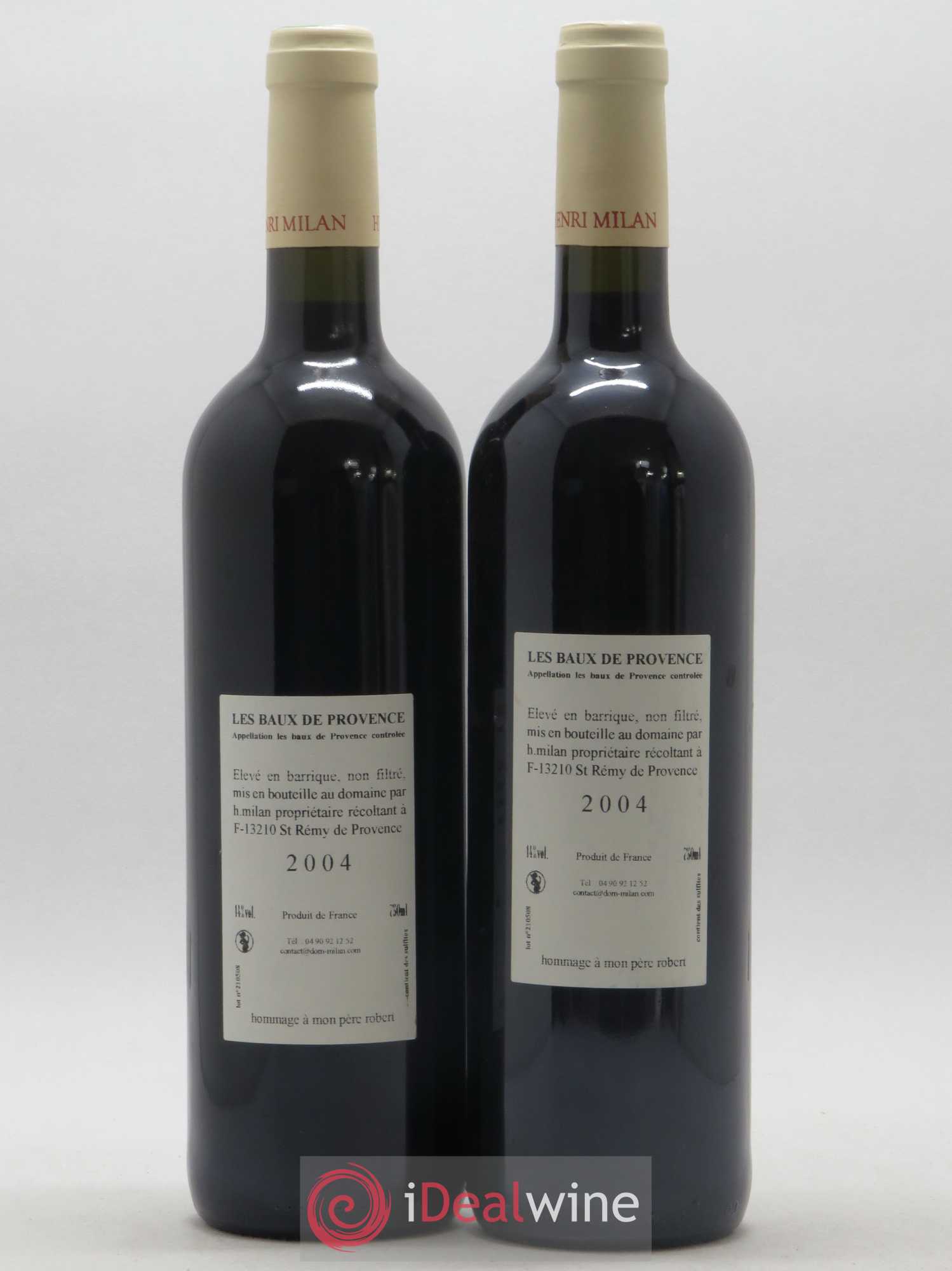 Baux de Provence Clos Milan Henri Milan 2004 - Lot de 2 bouteilles - 1