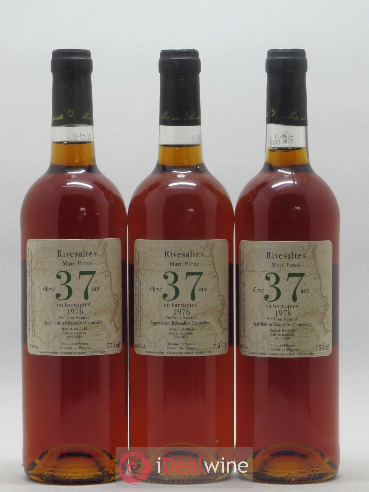 Rivesaltes Marc Parcé Elevé 37 ans en barrique 1976 - Posten von 3 Flaschen - 0