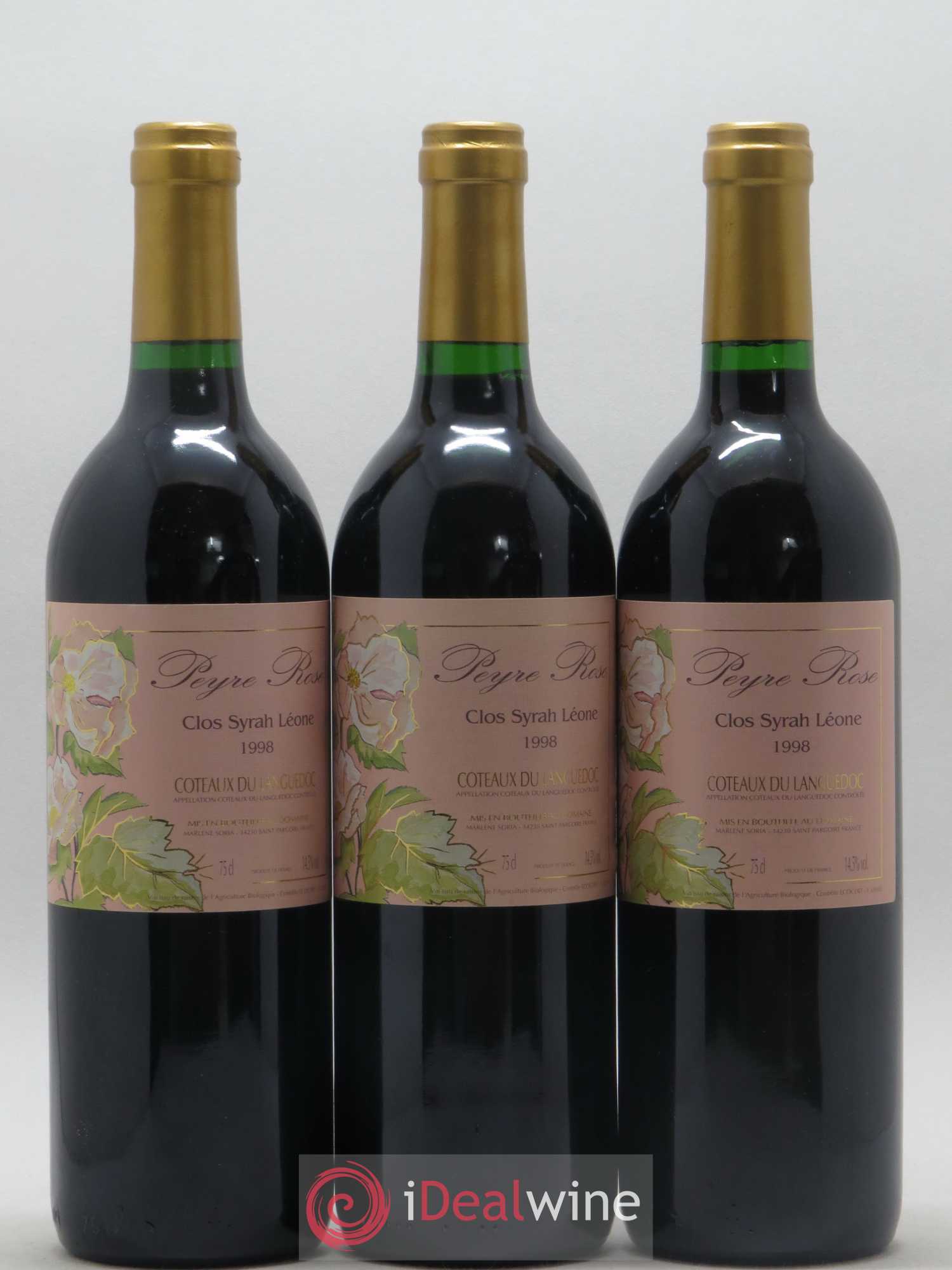 Coteaux du Languedoc Domaine Peyre Rose Belle Léone (anciennement Syrah Léone) Marlène Soria 1998 - Lot de 3 bouteilles - 0