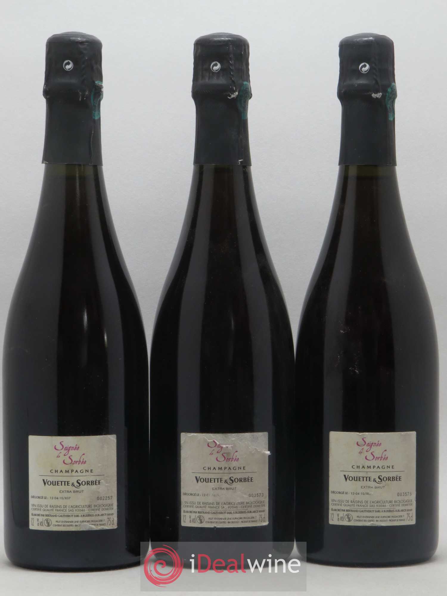 Saignée de Sorbée Extra-Brut Vouette et Sorbée 2007 - Lot de 3 bouteilles - 1