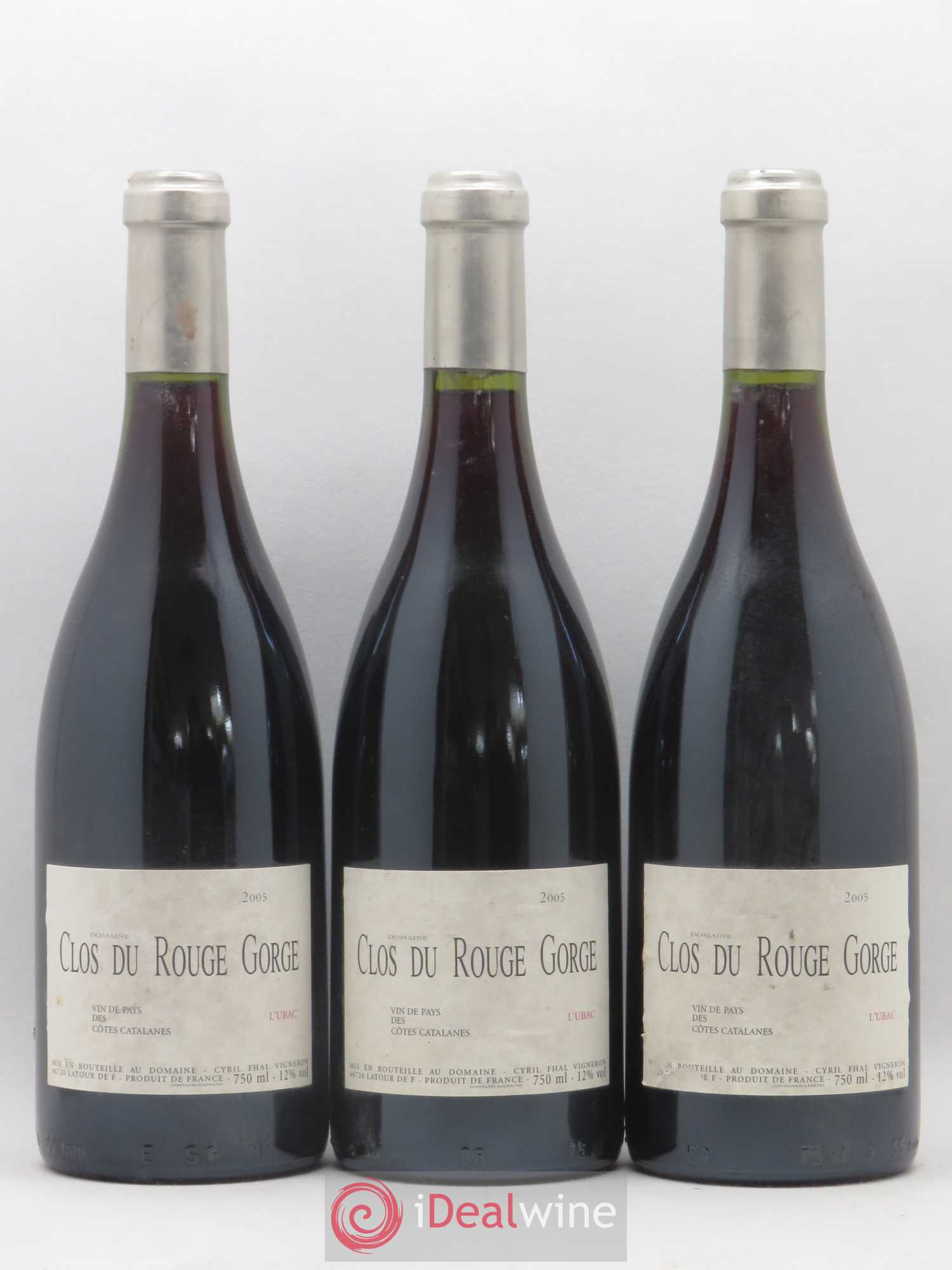 Côtes Catalanes Clos du Rouge Gorge L'Ubac Cyril Fhal 2005 - Lot de 3 bouteilles - 0