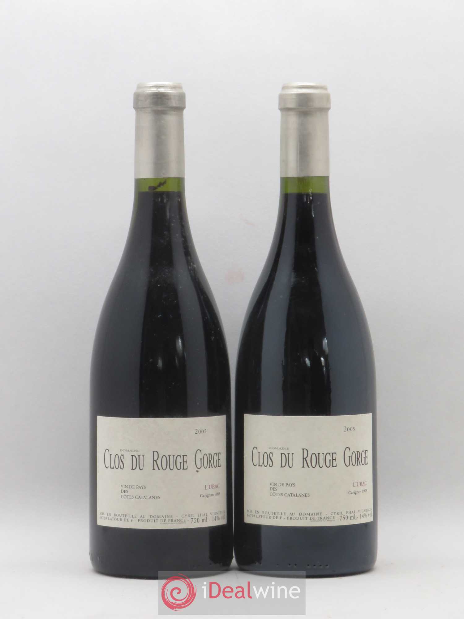 Côtes Catalanes Clos du Rouge Gorge L'Ubac Cyril Fhal Carignan 1905 2005 - Lot de 2 bouteilles - 0