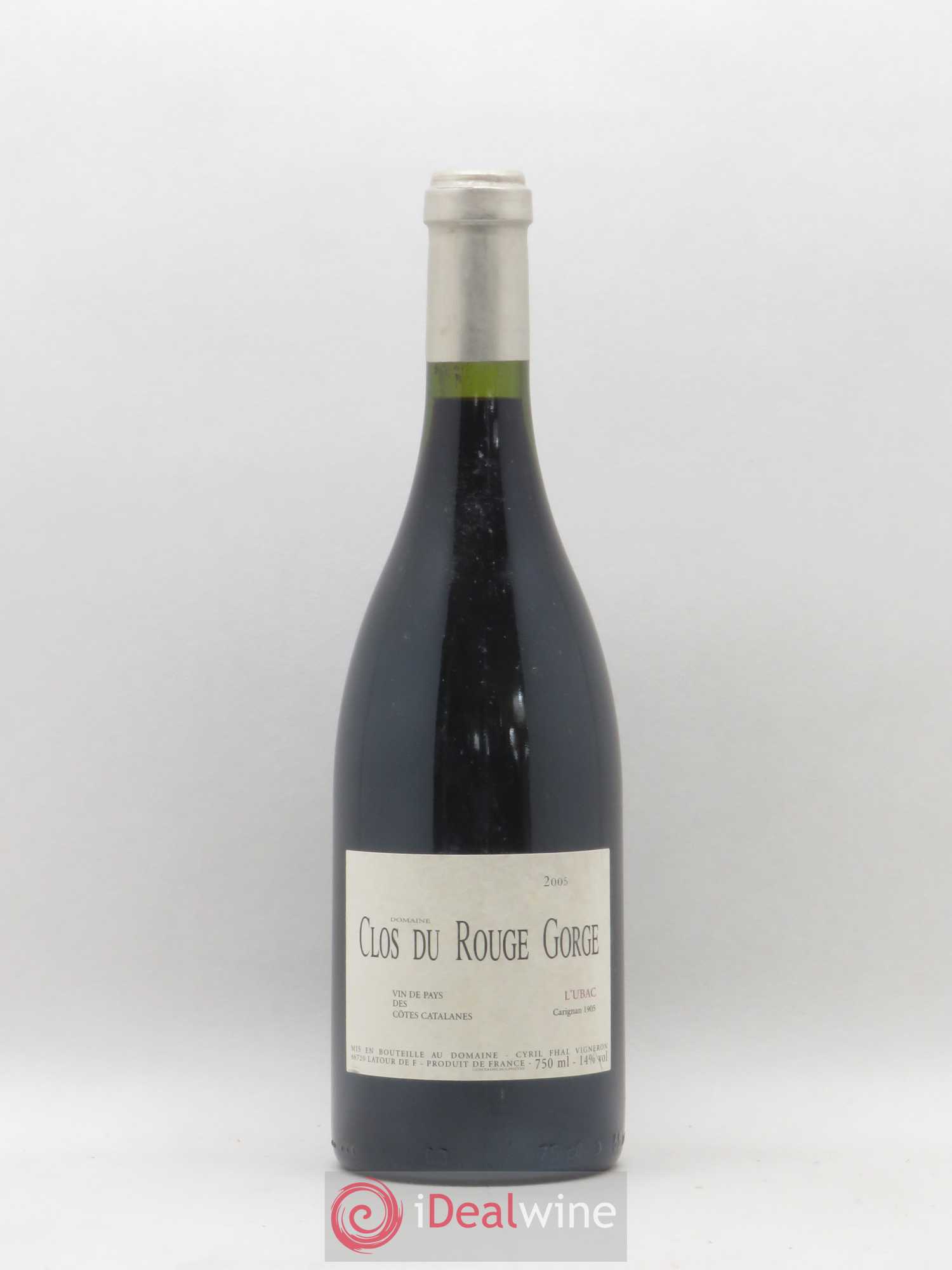 Côtes Catalanes Clos du Rouge Gorge L'Ubac Cyril Fhal Carignan 1905 2005 - Lot de 1 bouteille - 0