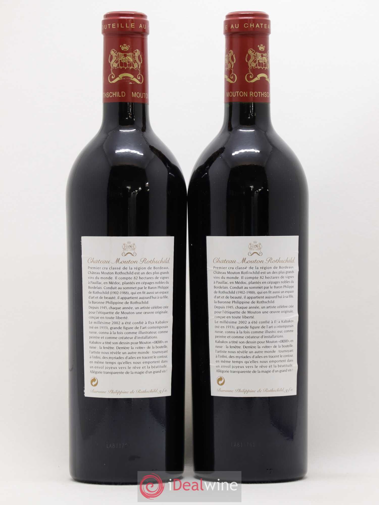 Château Mouton Rothschild 1er Grand Cru Classé 2002 - Lot de 2 bouteilles - 1