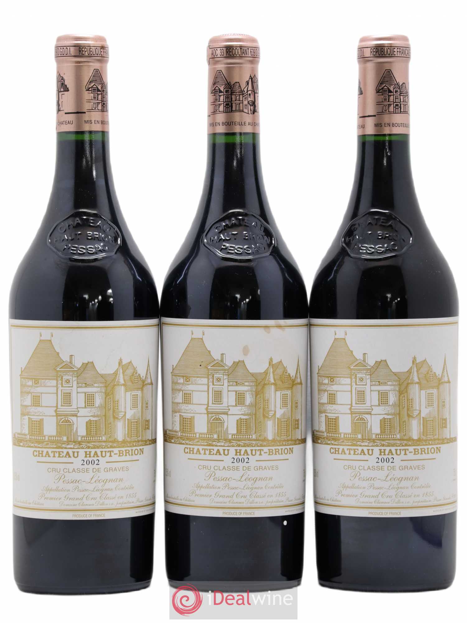 Château Haut Brion 1er Grand Cru Classé 2002 - Lot de 3 bouteilles - 0