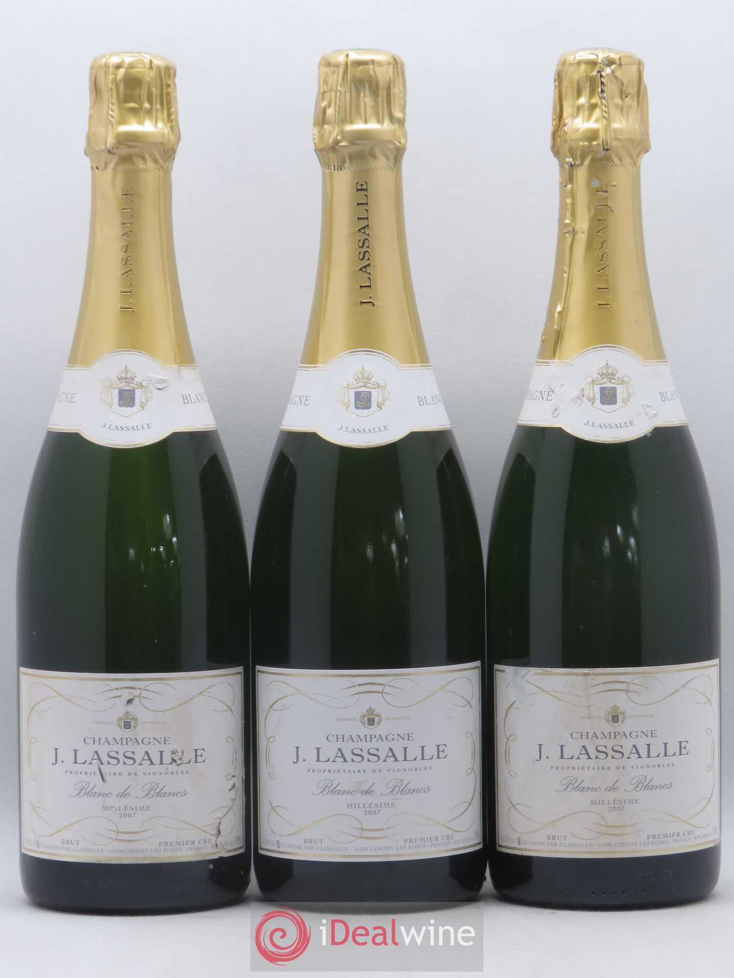 Champagne Brut Premier Cru Blanc de blancs J. Lassalle 2007 - Posten von 3 Flaschen - 0