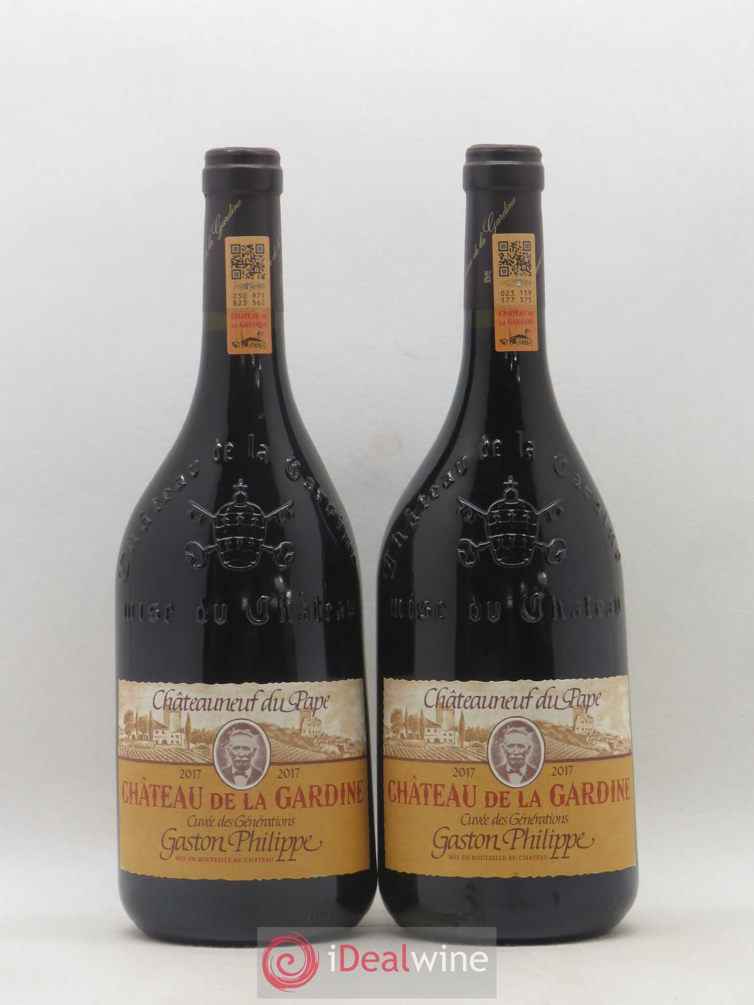 Châteauneuf-du-Pape Château de La Gardine Cuvée des Générations Gaston Philippe Famille Brunel 2017 - Lot de 2 bouteilles - 0