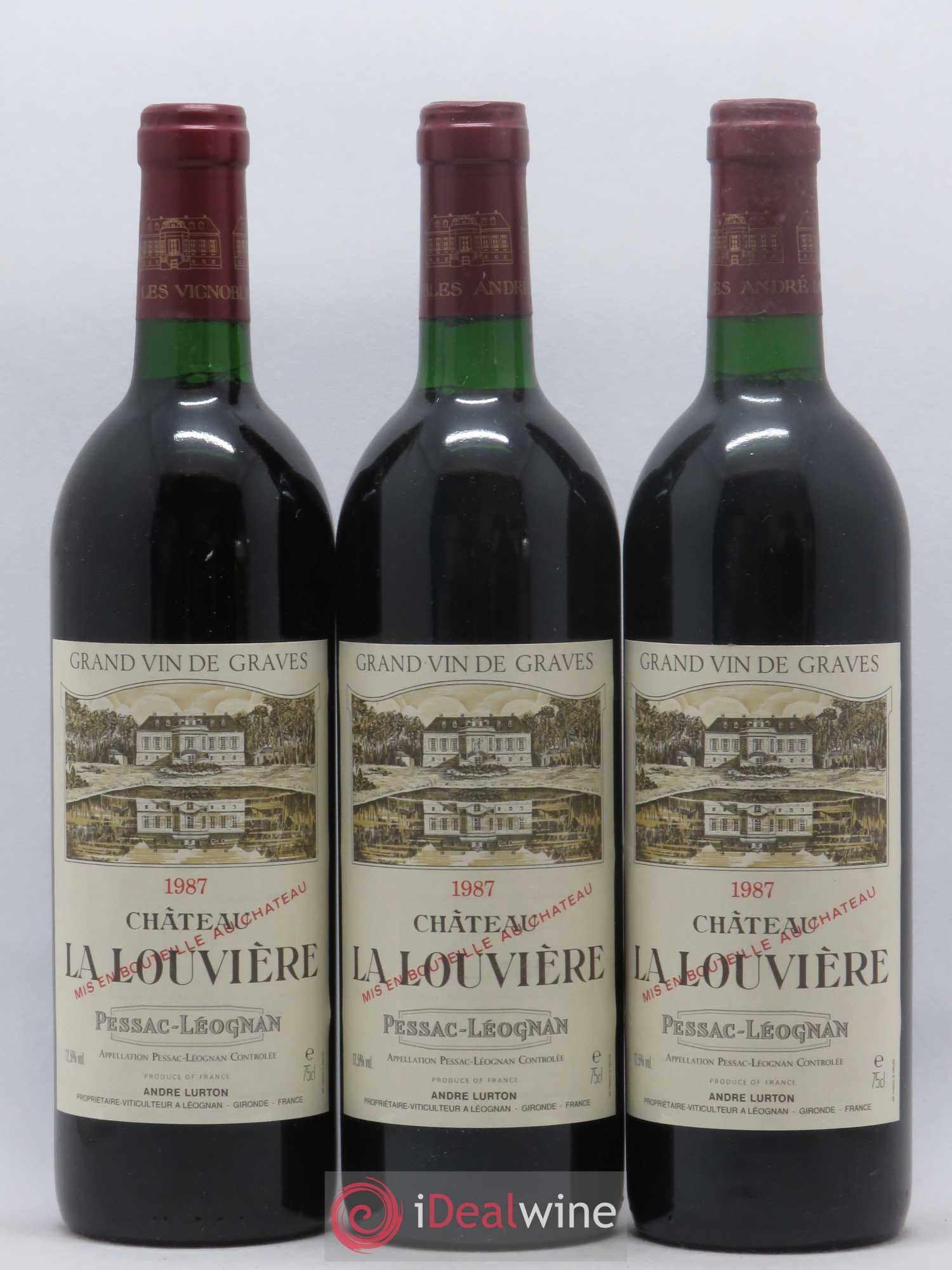 Château la Louvière (sans prix de réserve) 1987 - Lot de 3 bouteilles - 0