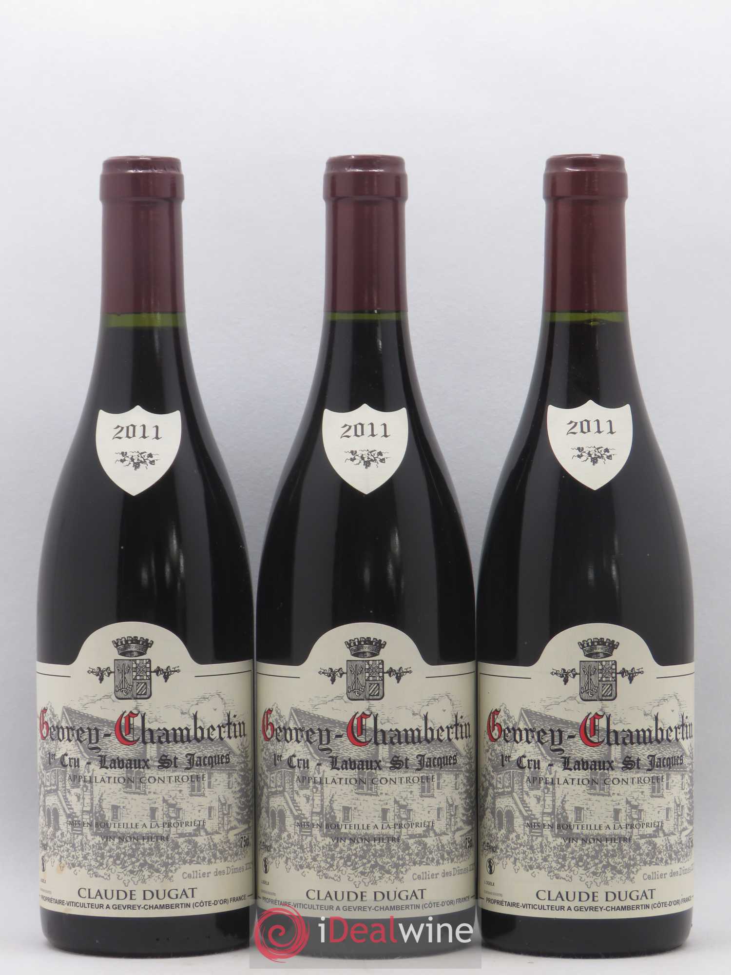 Gevrey-Chambertin 1er Cru Lavaux Saint-Jacques Claude Dugat 2011 - Lot de 3 bouteilles - 0