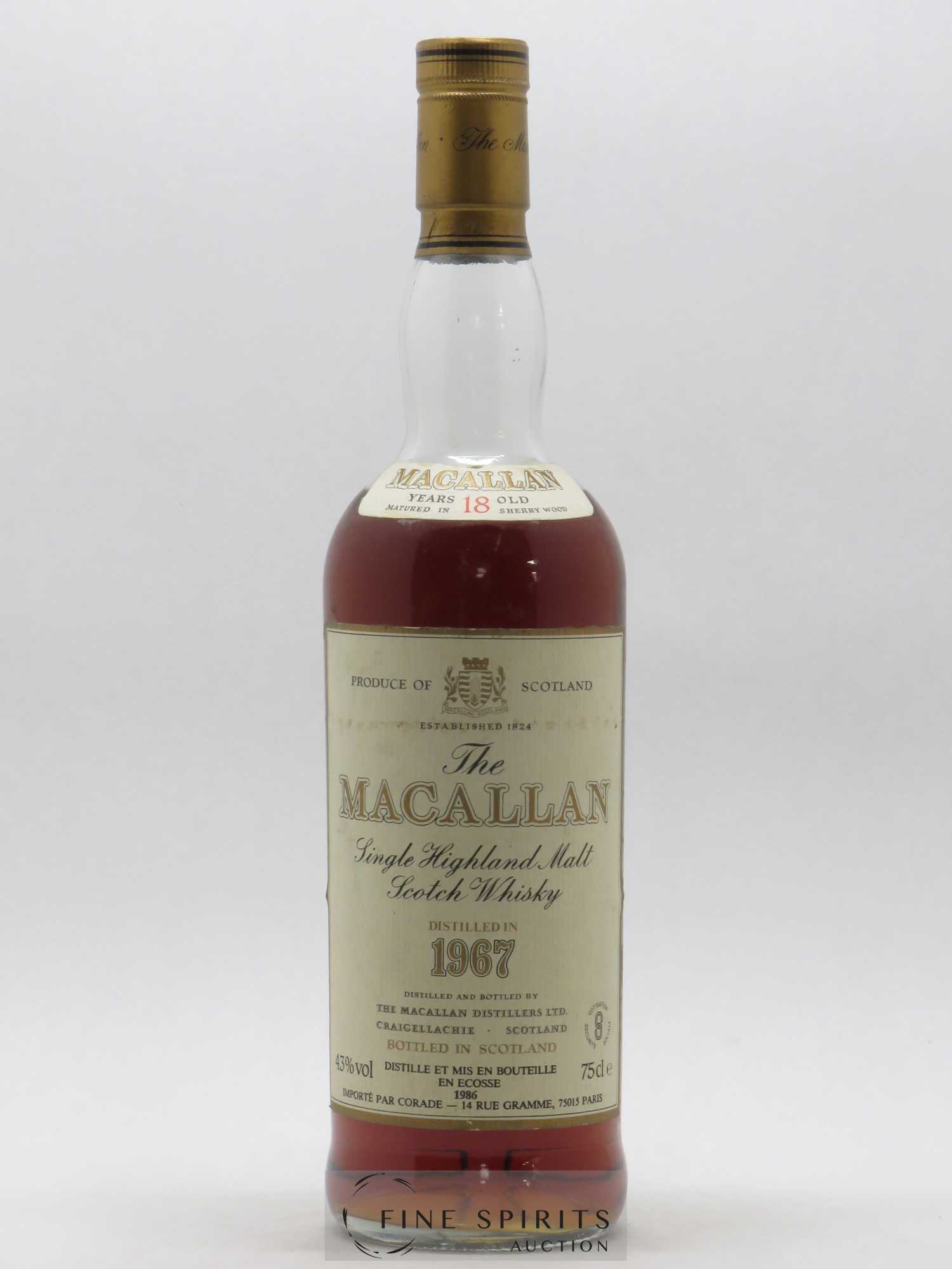 Macallan (The) 18 years 1967 Of. Sherry Wood Matured - bottled 1986 Corade Import - Lot de 1 bouteille - 0