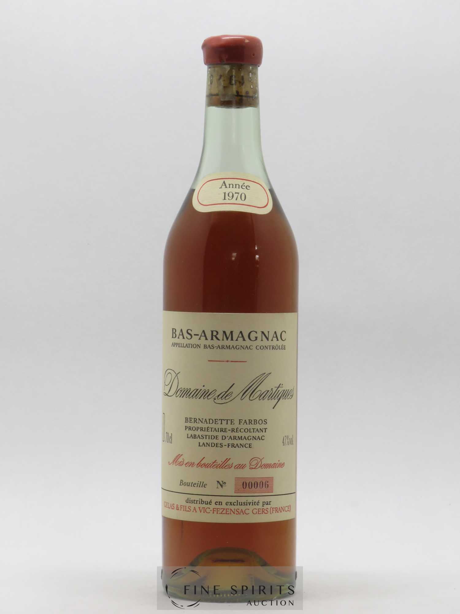 Domaine de Martigues 1970 Of. Gelas & Fils N°00006 - Posten von 1 Flasche - 0