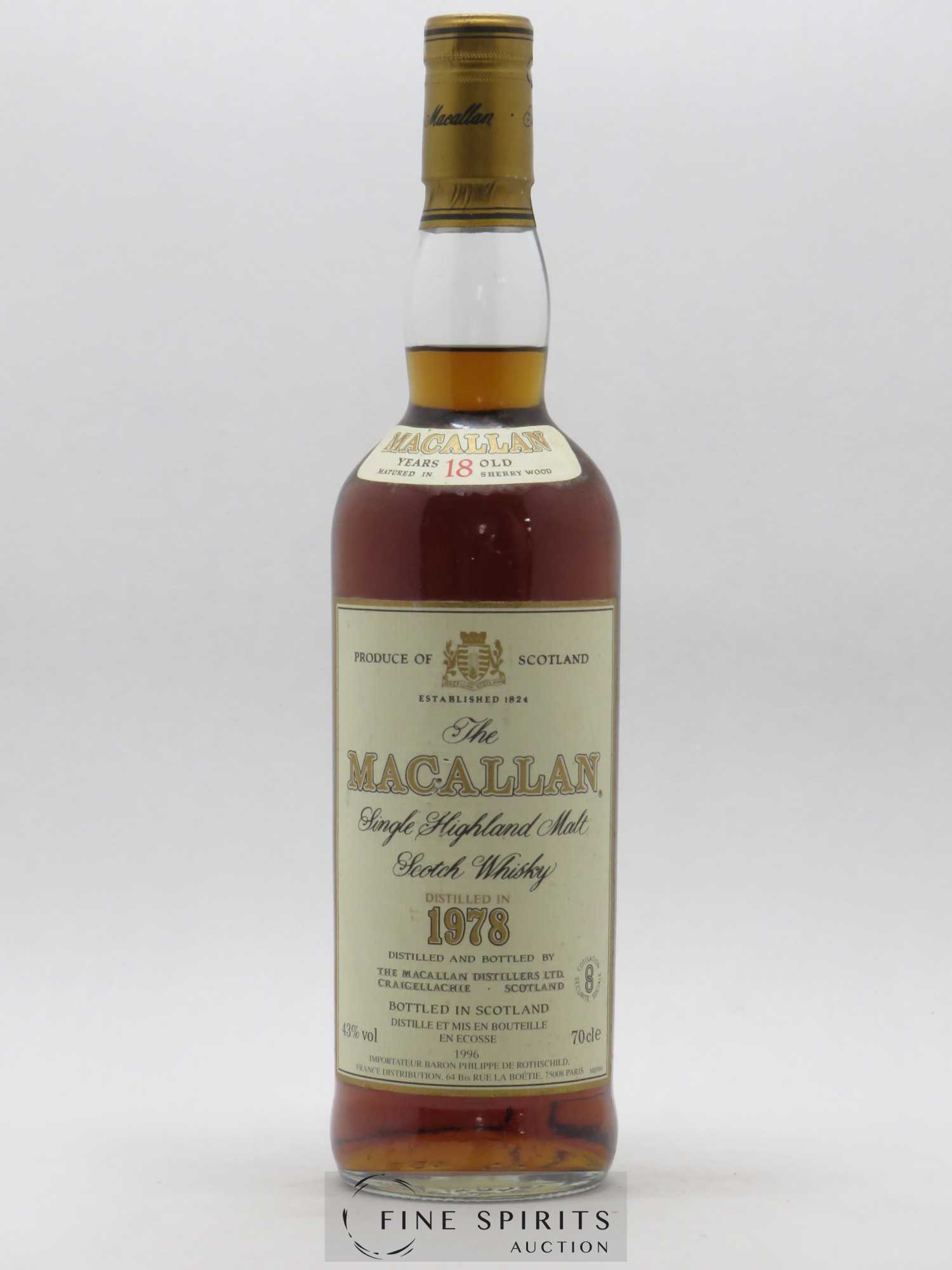 Macallan (The) 18 years 1978 Of. Sherry Wood Matured - bottled 1996 Rothschild Import - Lot de 1 bouteille - 0