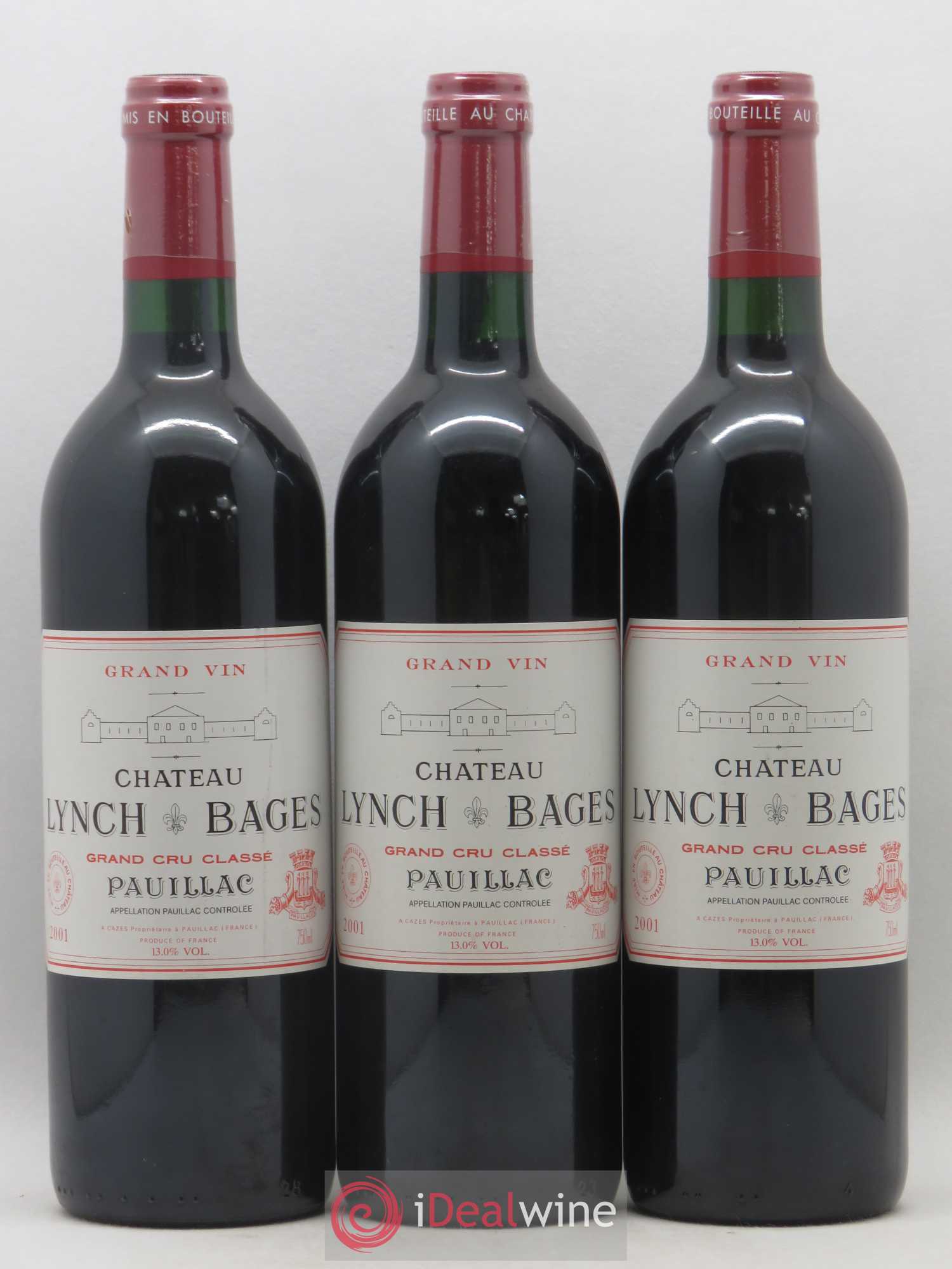 Château Lynch Bages 5ème Grand Cru Classé 2001 - Lot de 3 bouteilles - 0