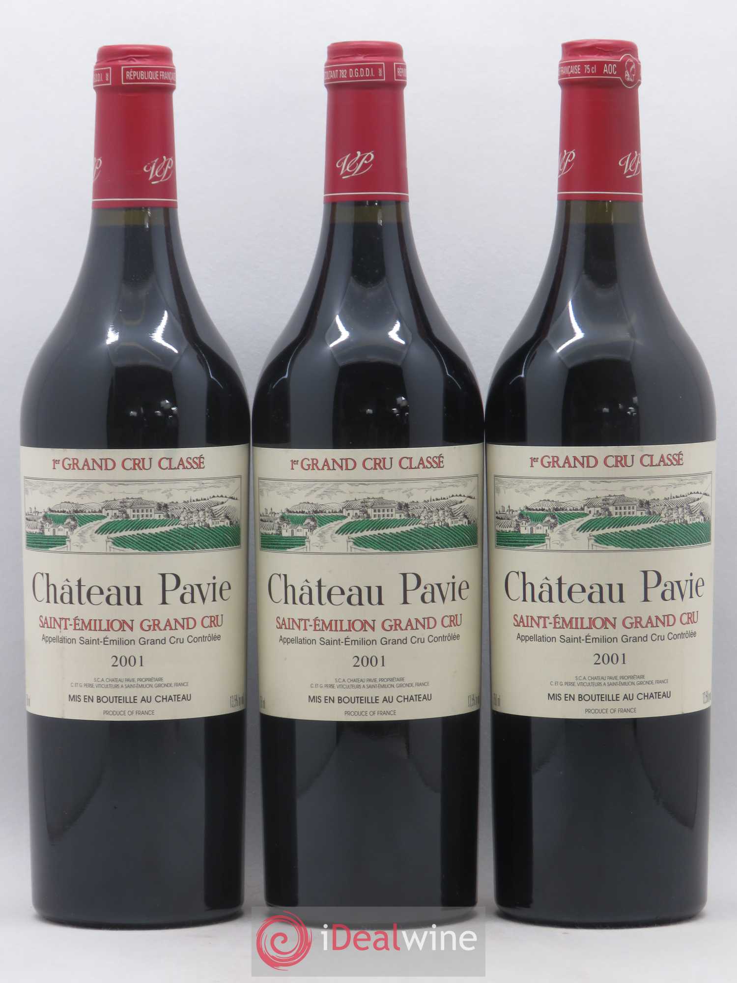 Château Pavie 1er Grand Cru Classé A 2001 - Lot de 3 bouteilles - 0