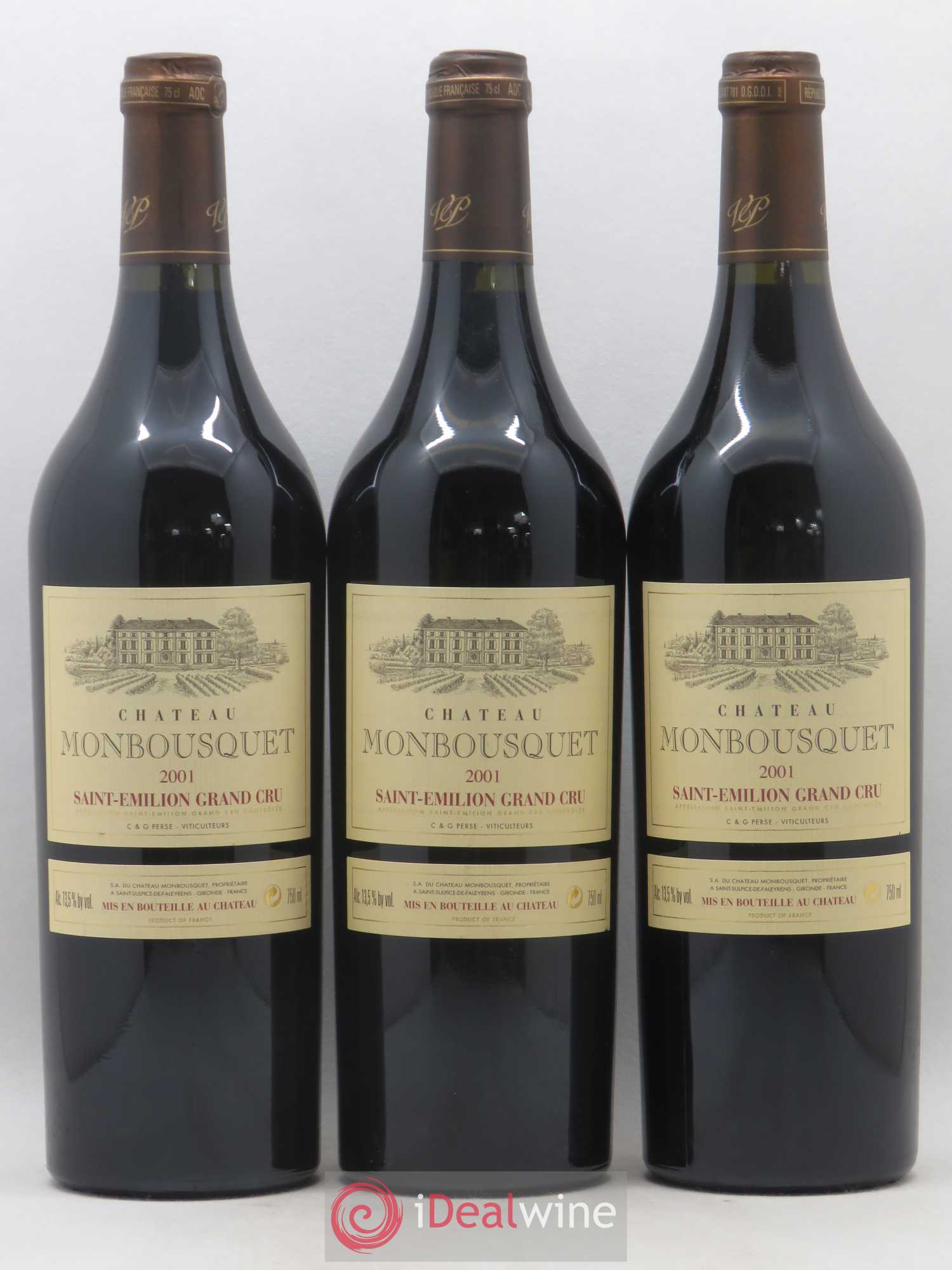 Château Monbousquet Grand Cru Classé 2001 - Lot de 3 bouteilles - 0