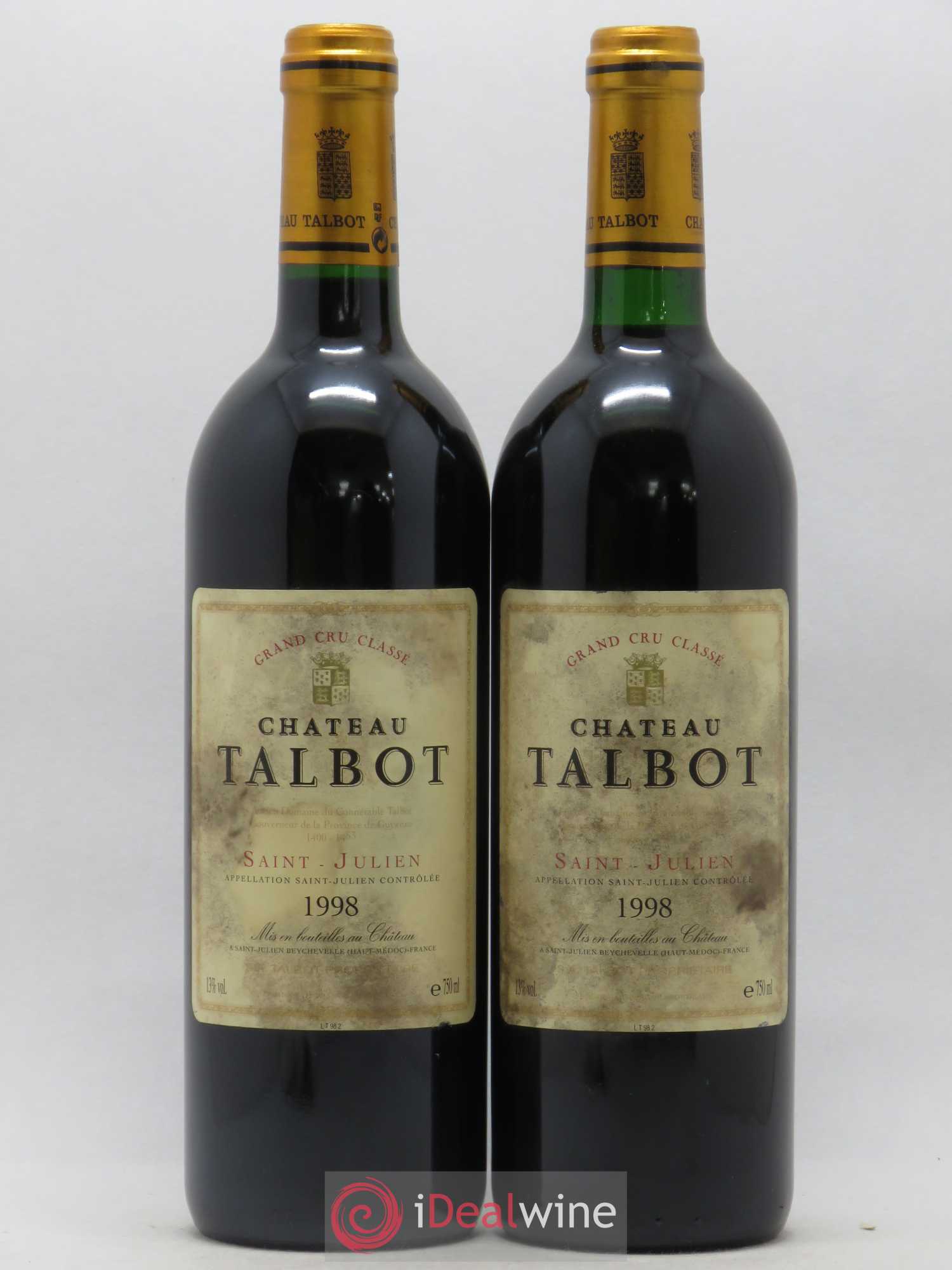 Château Talbot 4ème Grand Cru Classé 1998 - Lot de 2 bouteilles - 0