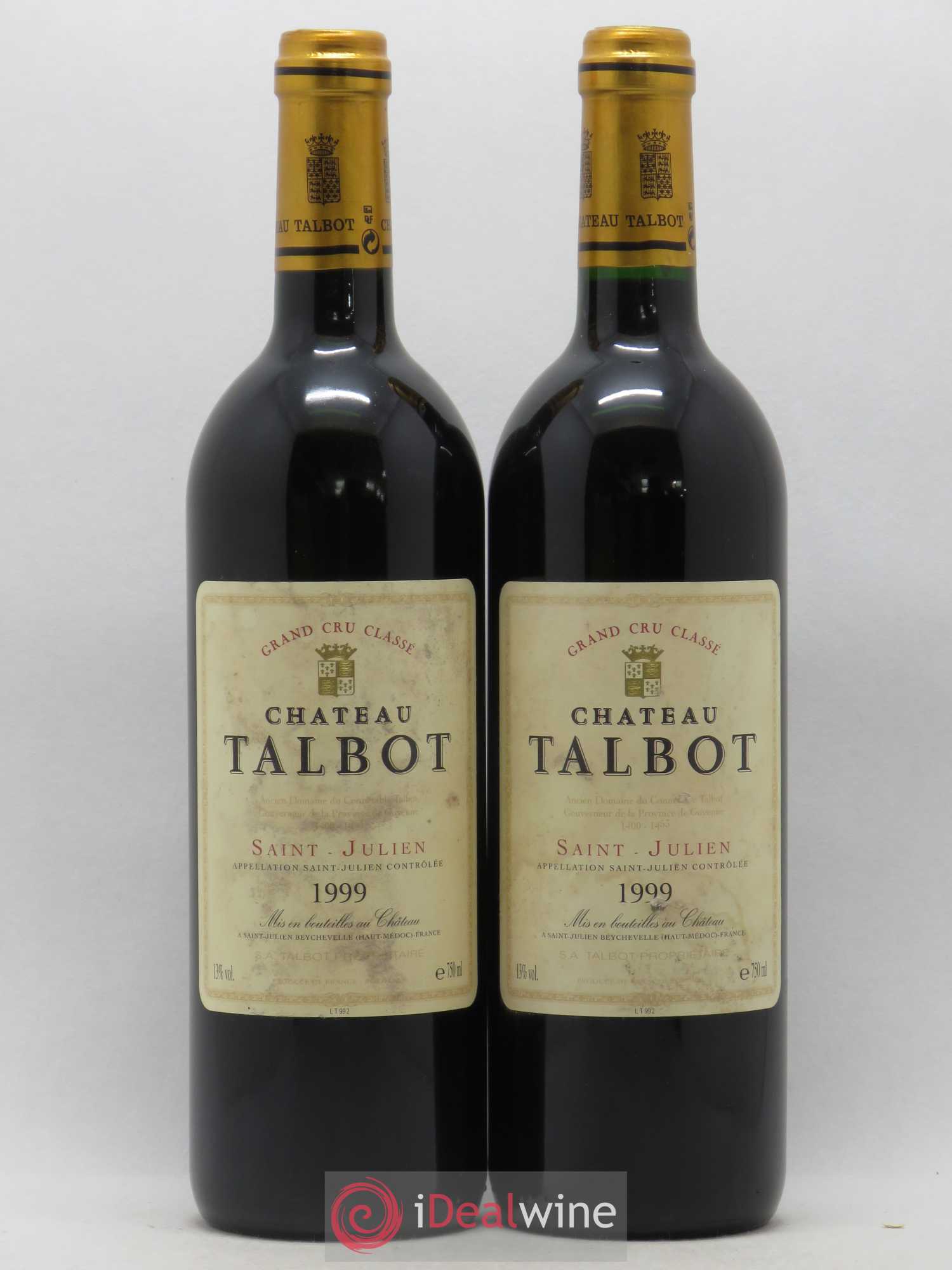 Château Talbot 4ème Grand Cru Classé 1999 - Lot de 2 bouteilles - 0