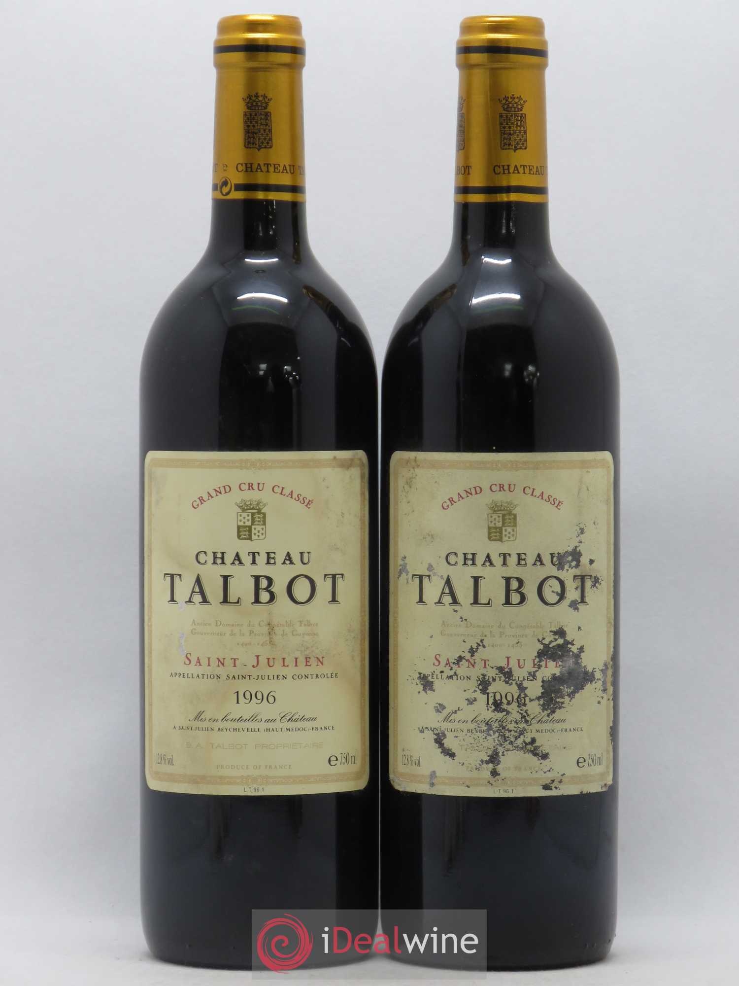 Château Talbot 4ème Grand Cru Classé 1996 - Lot de 2 bouteilles - 0