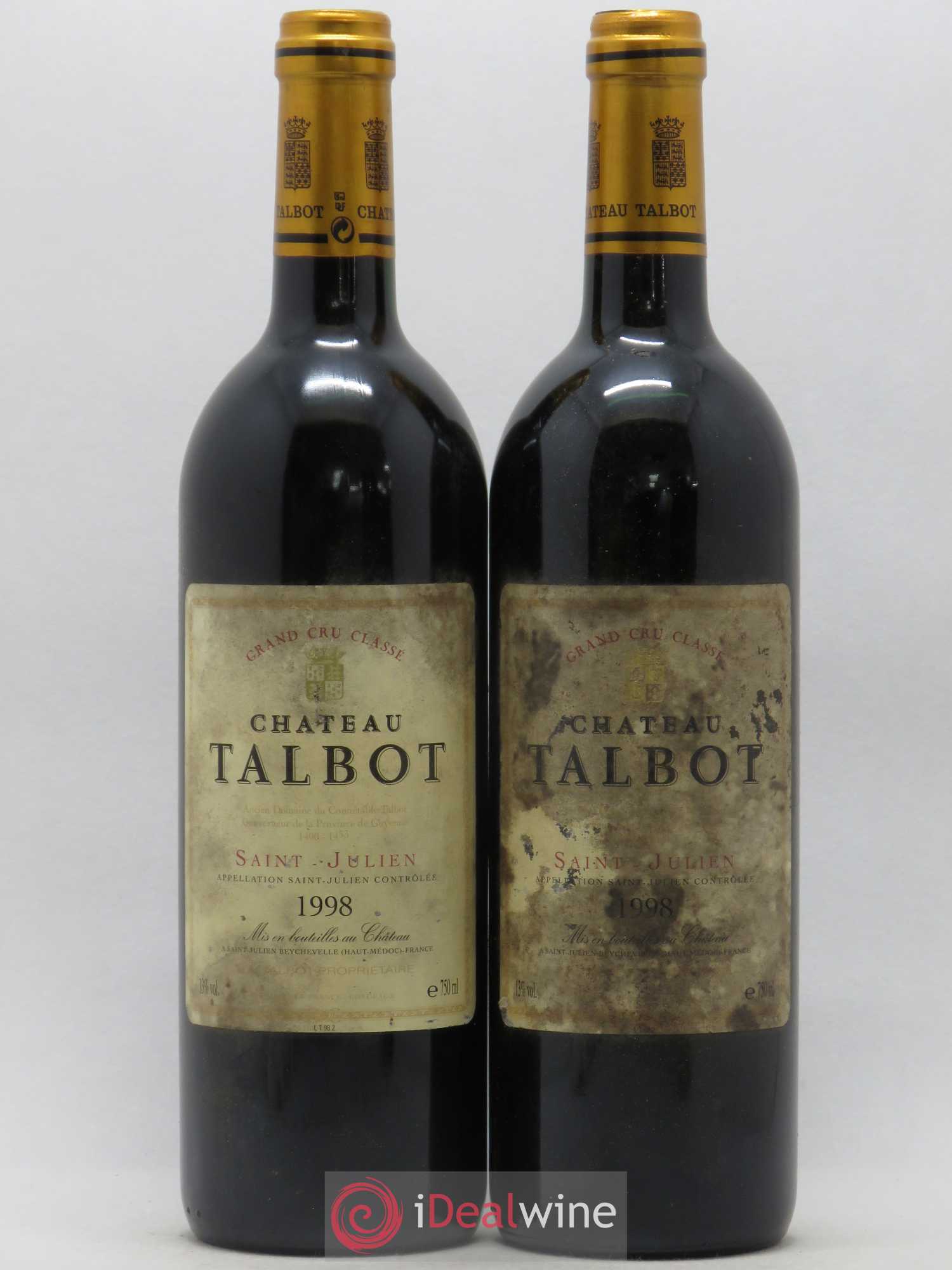 Château Talbot 4ème Grand Cru Classé 1998 - Lot de 2 bouteilles - 0