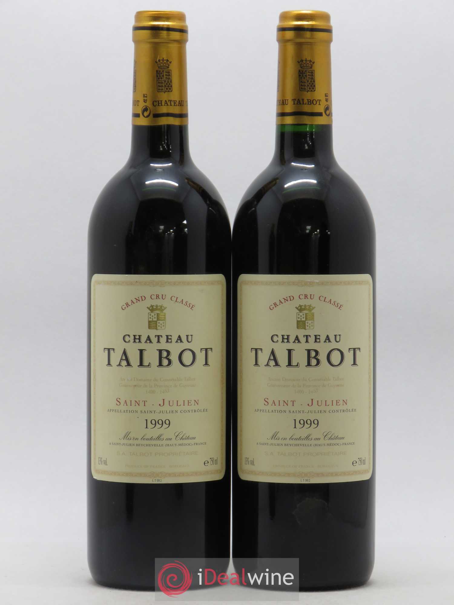 Château Talbot 4ème Grand Cru Classé 1999 - Lot de 2 bouteilles - 0