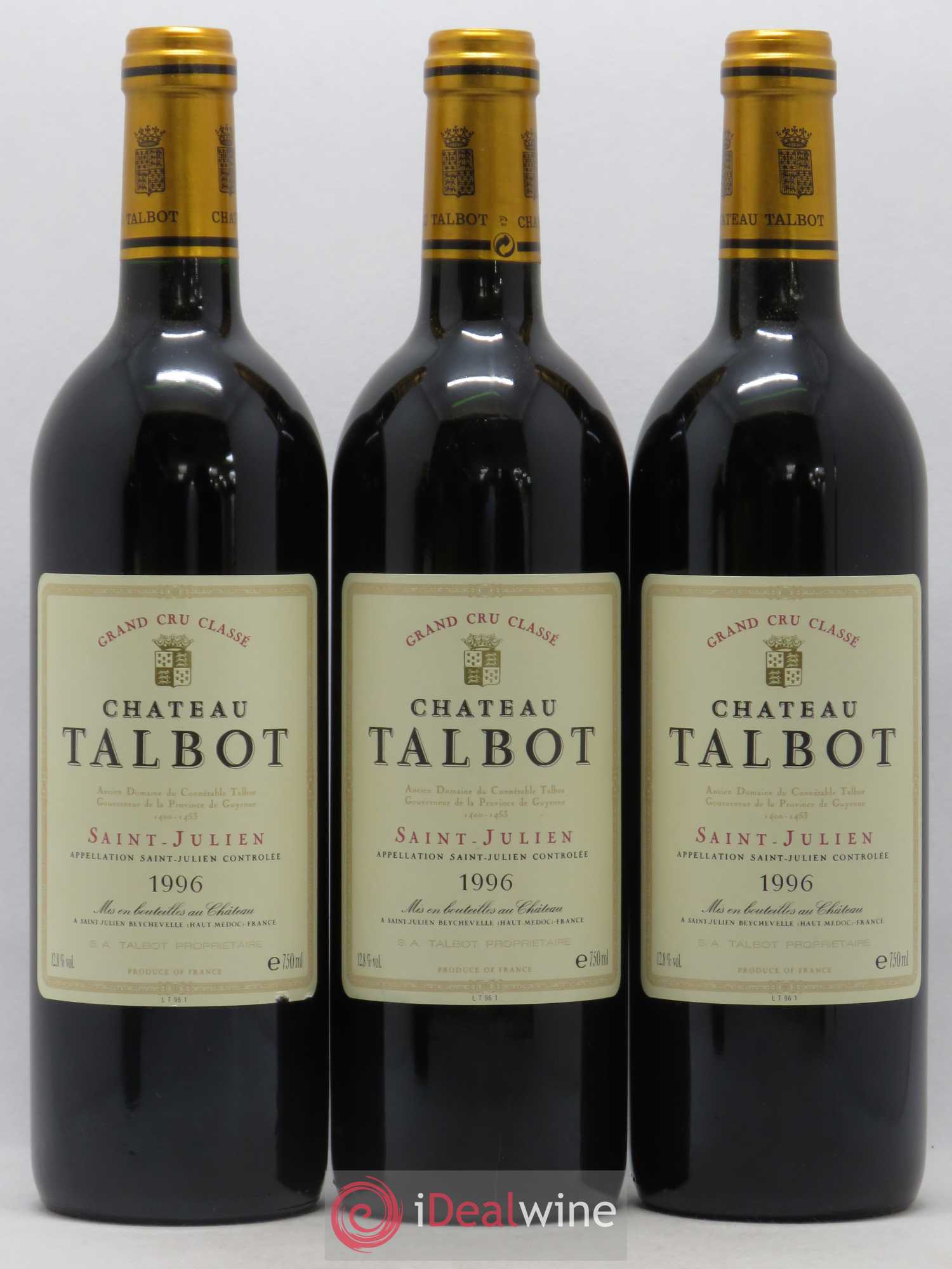 Château Talbot 4ème Grand Cru Classé 1996 - Lot de 12 bouteilles - 1