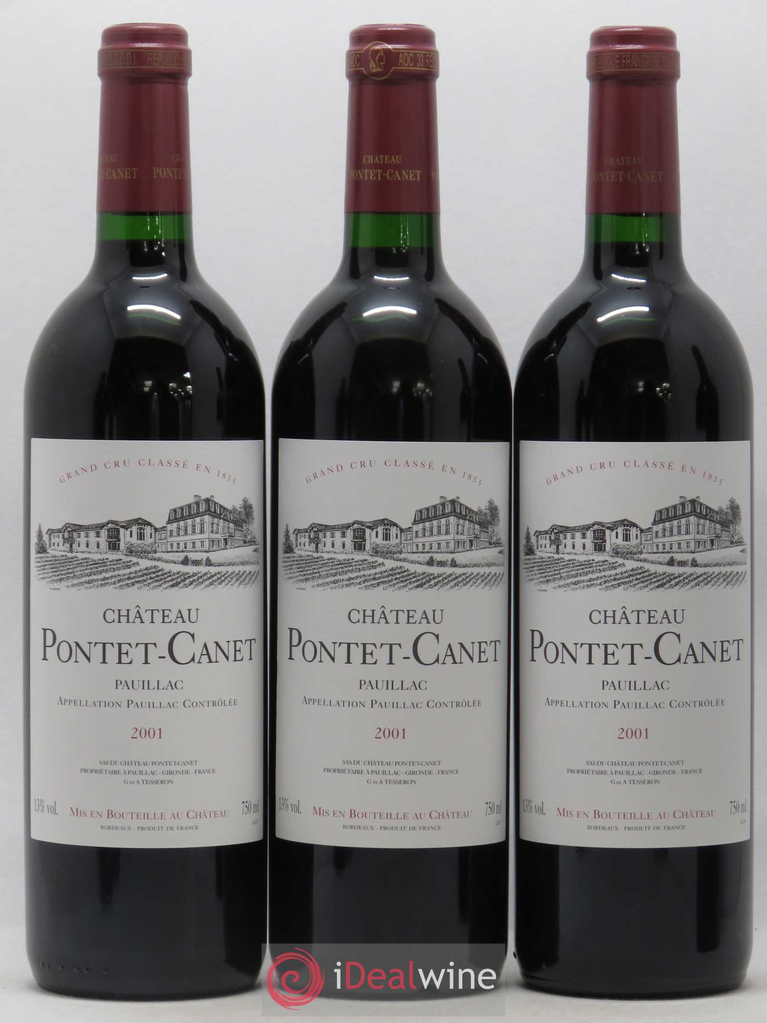 Château Pontet Canet 5ème Grand Cru Classé 2001 - Lot de 12 bouteilles - 1
