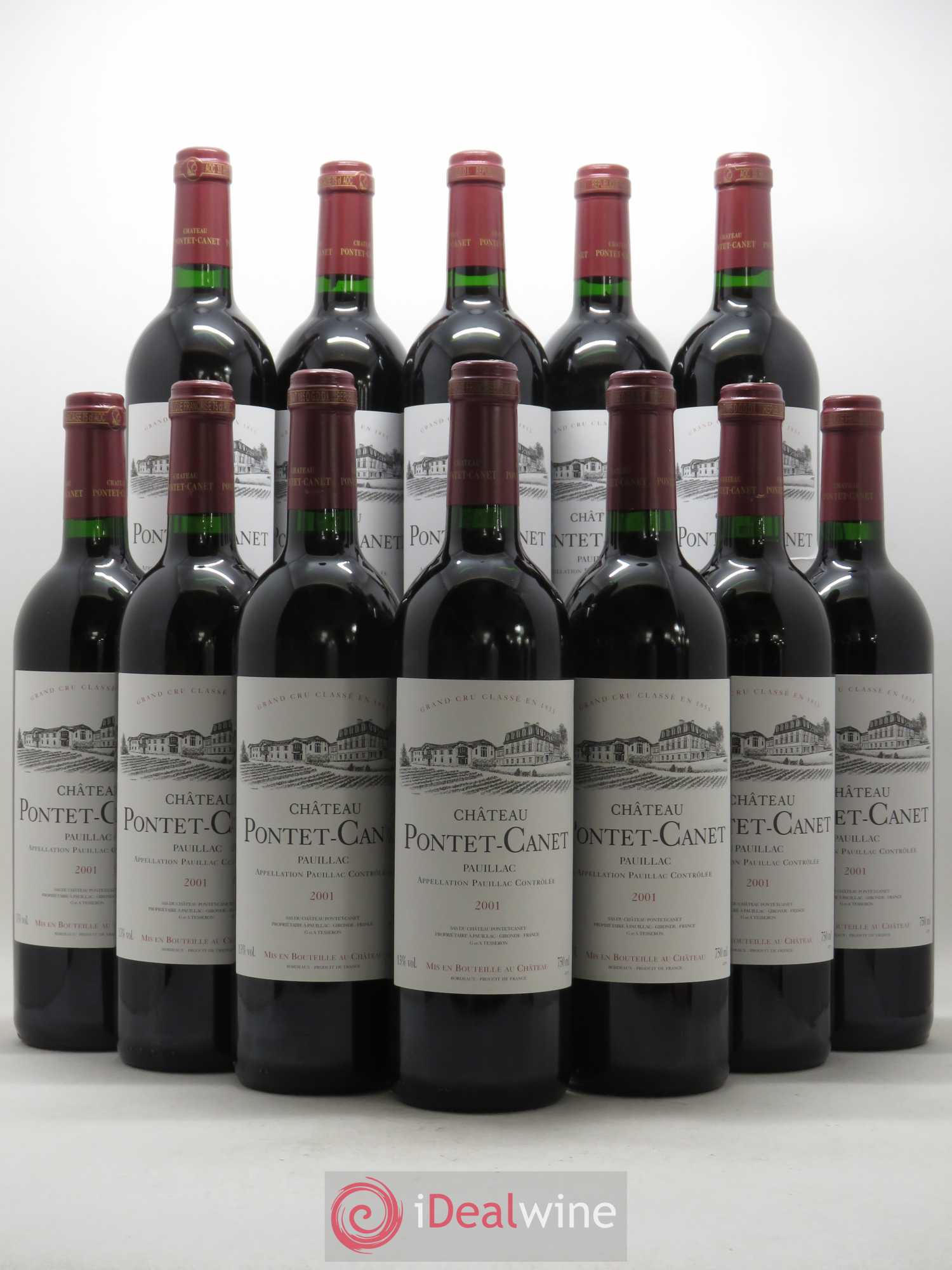 Château Pontet Canet 5ème Grand Cru Classé 2001 - Lot de 12 bouteilles - 0