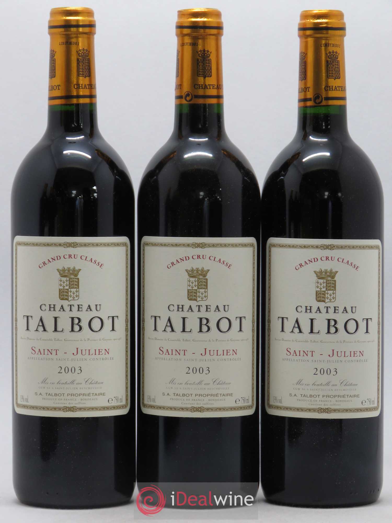 Château Talbot 4ème Grand Cru Classé 2003 - Lot de 12 bouteilles - 1