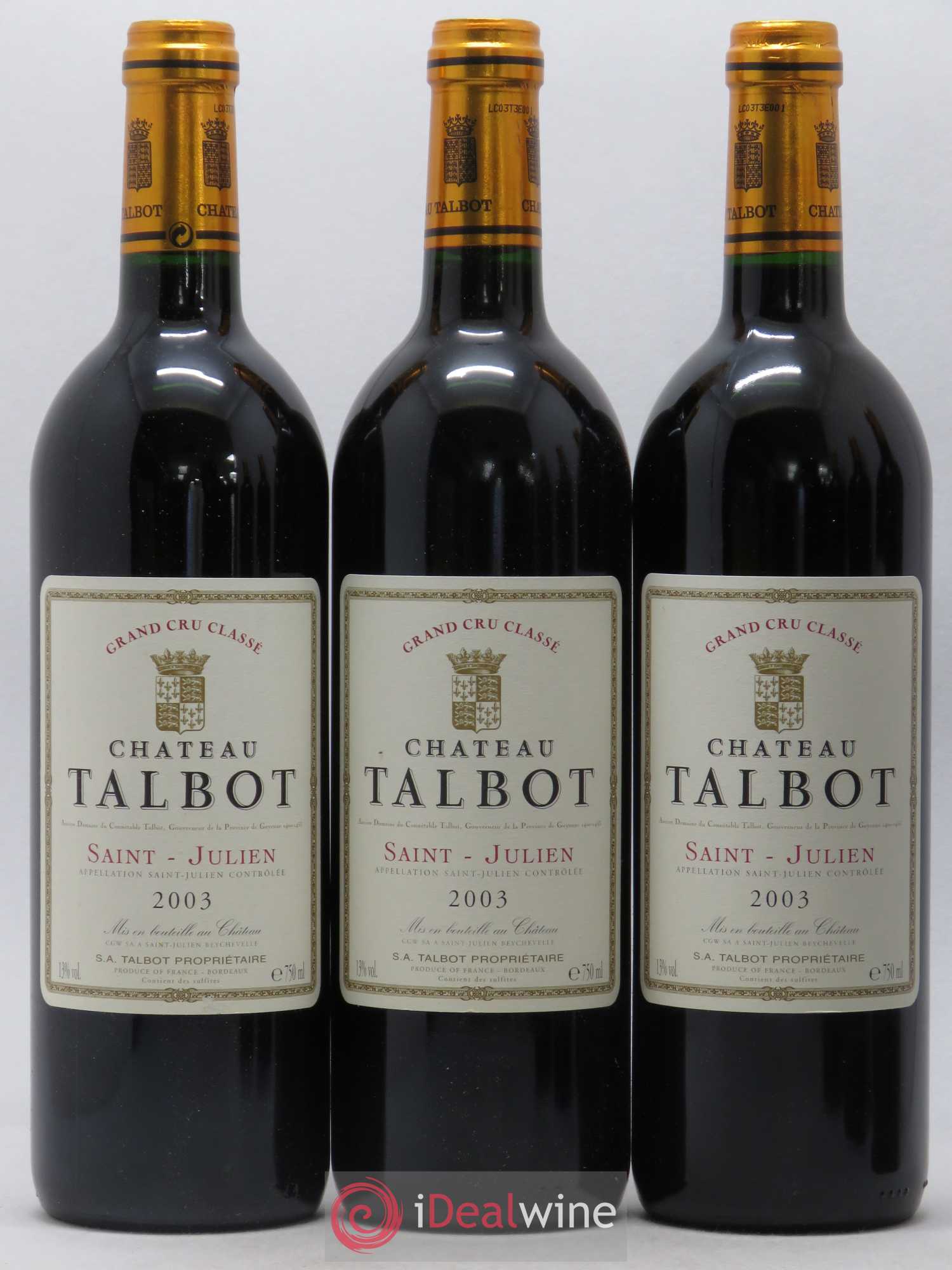 Château Talbot 4ème Grand Cru Classé 2003 - Lot de 12 bouteilles - 3