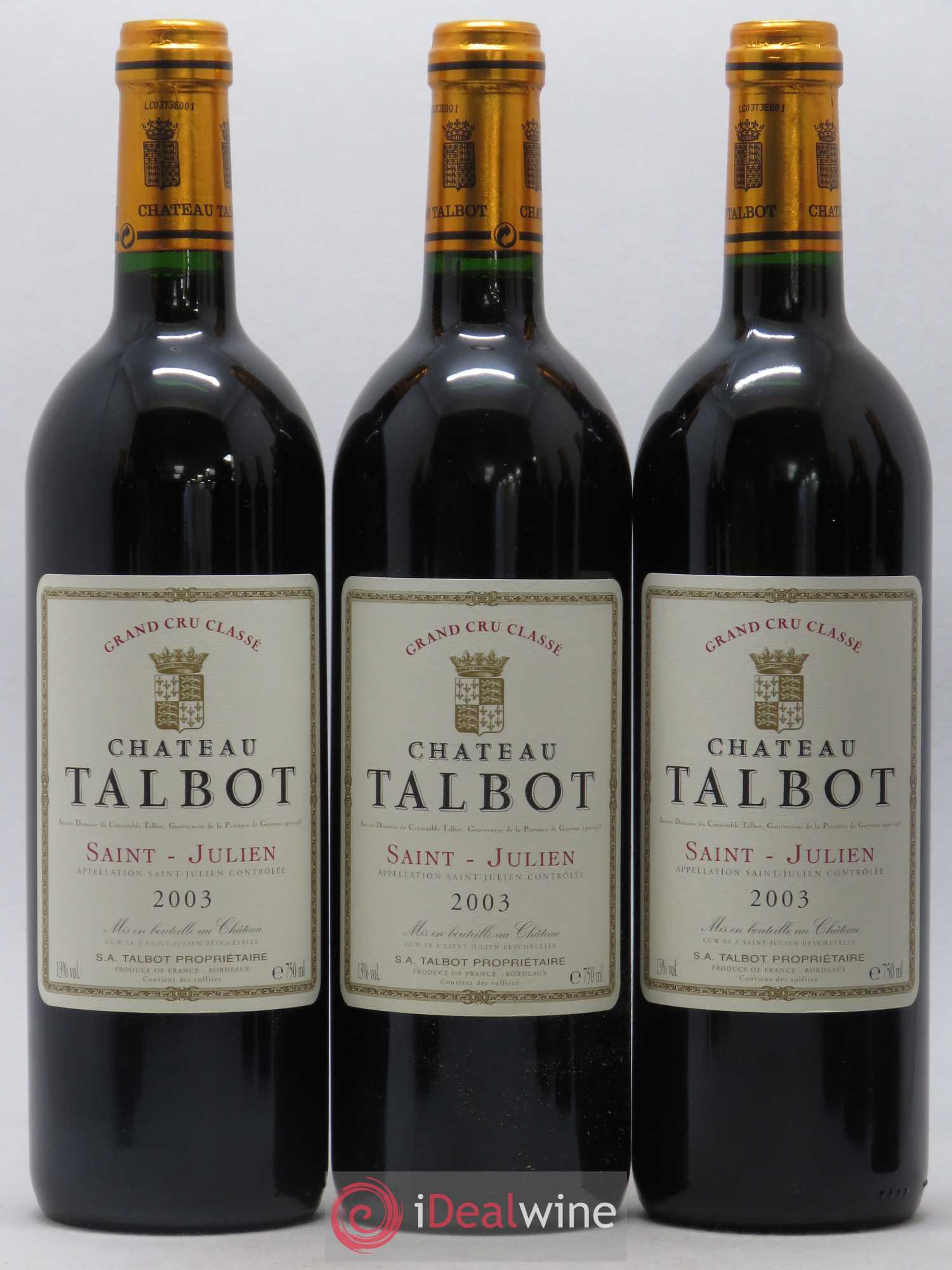 Château Talbot 4ème Grand Cru Classé 2003 - Lot de 12 bouteilles - 4