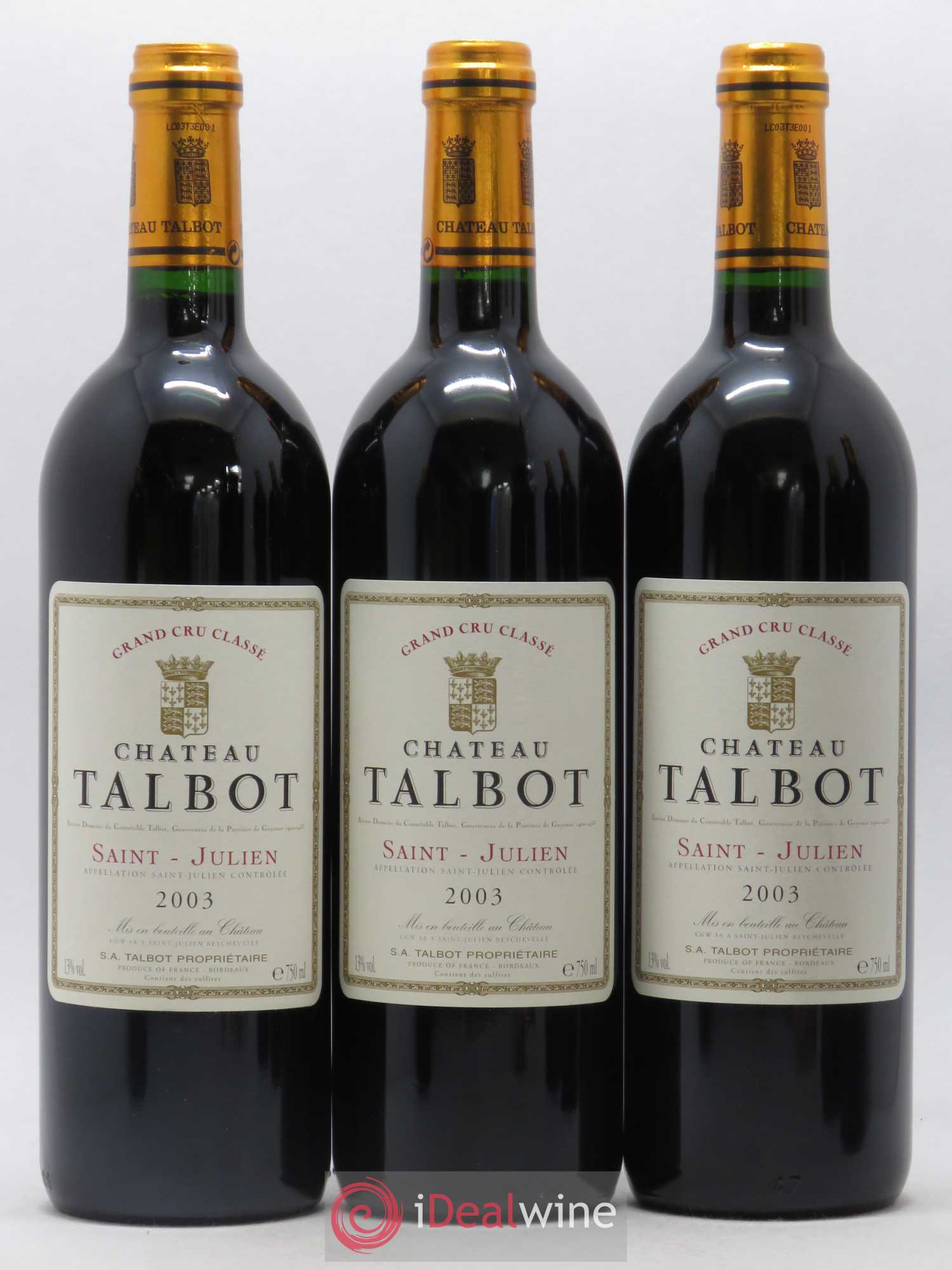 Château Talbot 4ème Grand Cru Classé 2003 - Lot de 6 bouteilles - 1