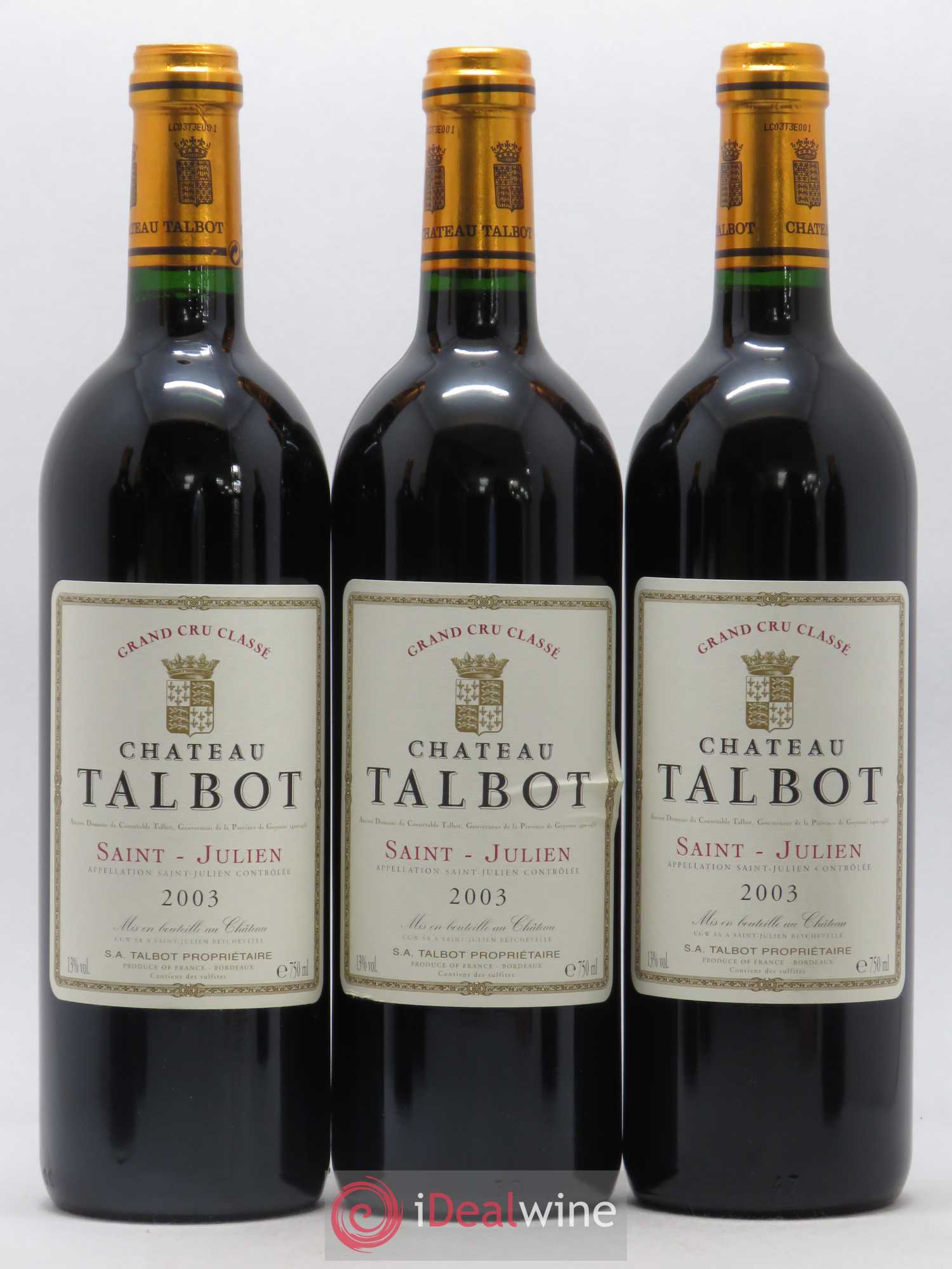 Château Talbot 4ème Grand Cru Classé 2003 - Lot de 6 bouteilles - 2